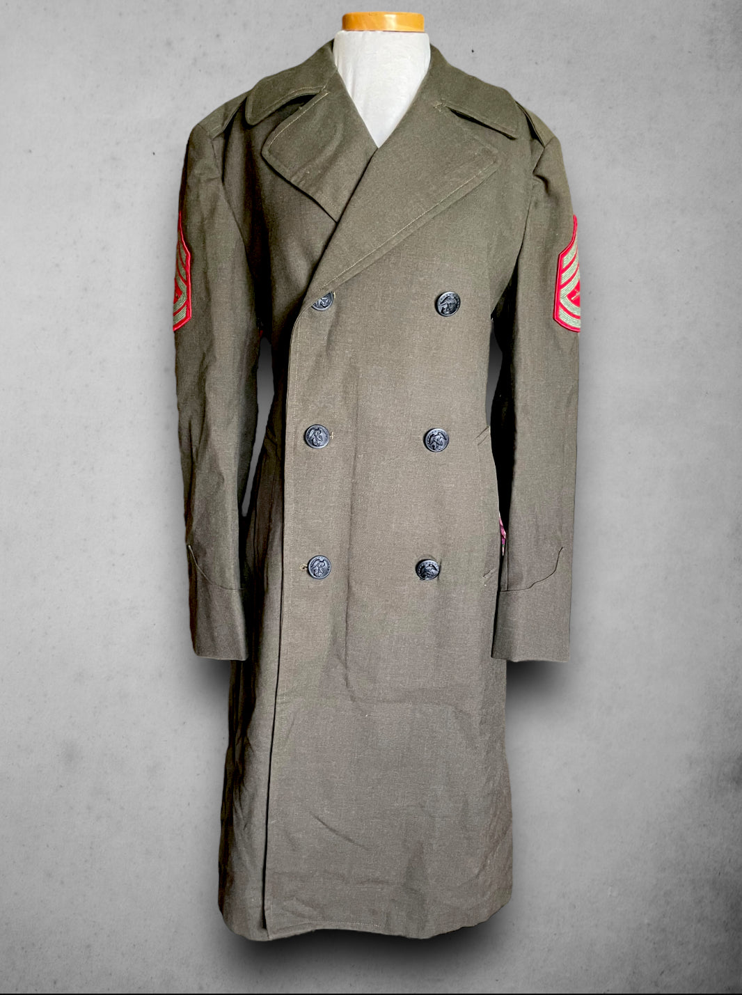 Vintage Military Green Long Marine Dress Coat