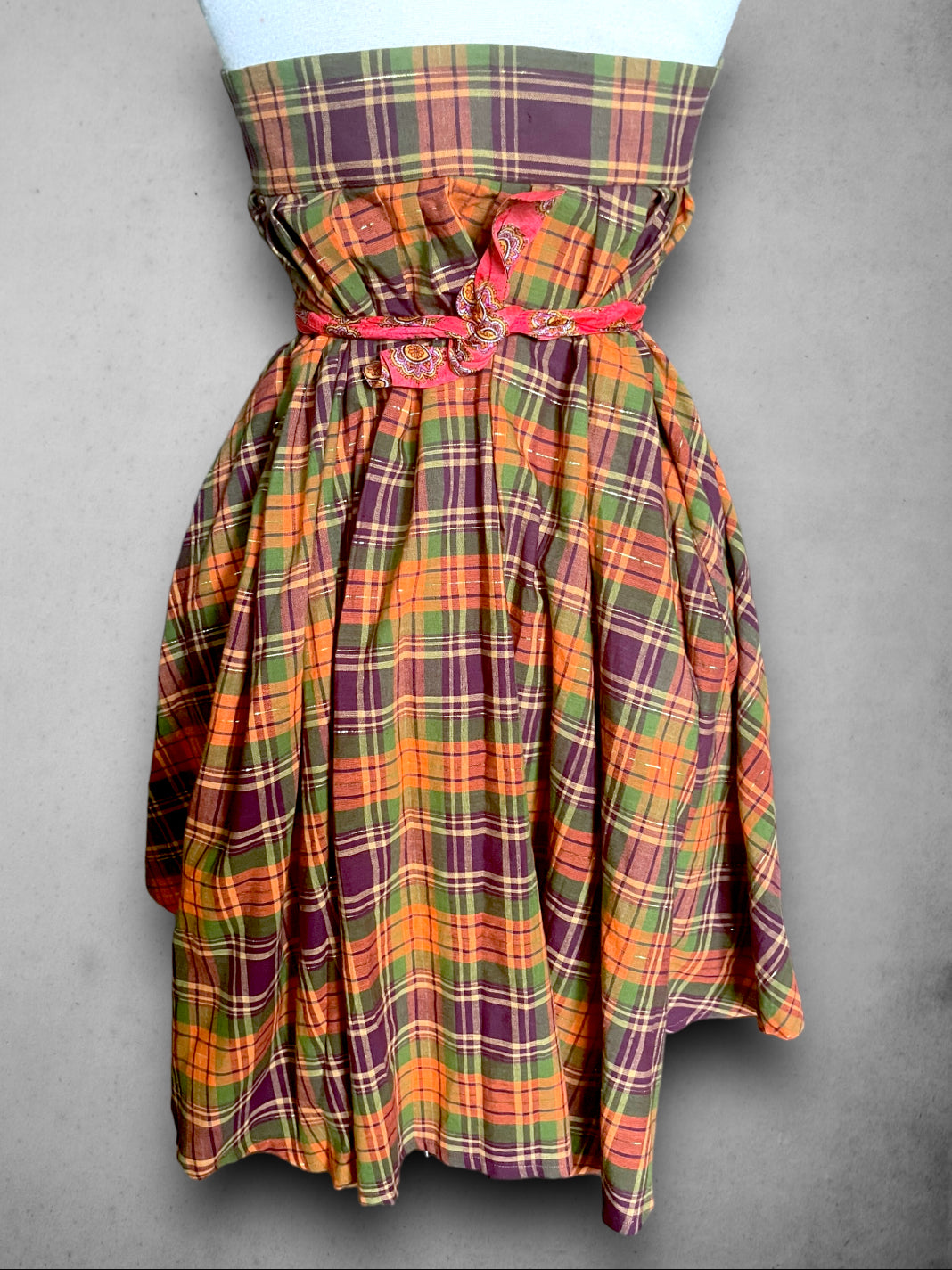 Vintage Orange, Purple, Green & Gold Tent Dress / Skirt with Pockets