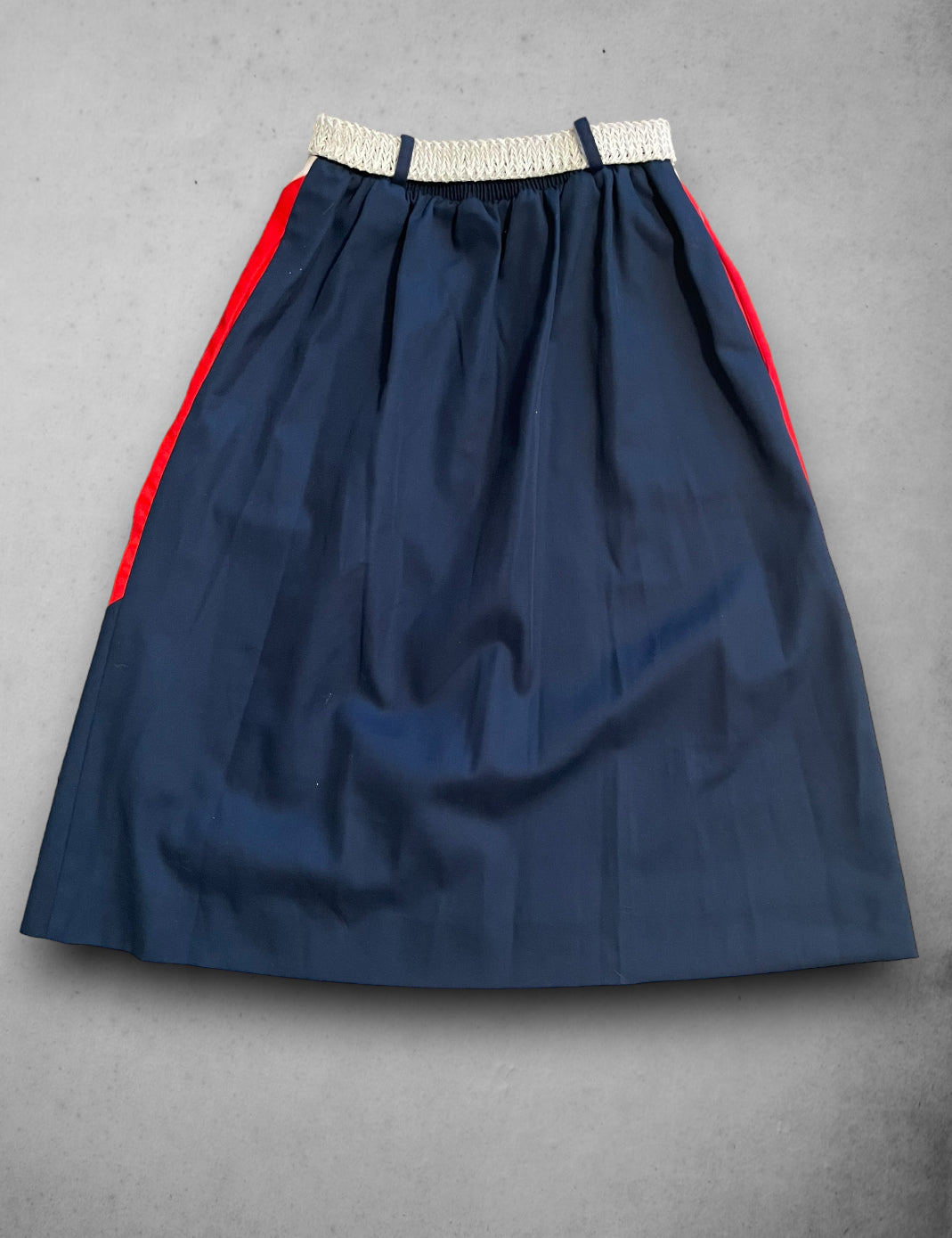 Vintage 1970’s Red, White & Blue Chevron Belted Pocket Skirt