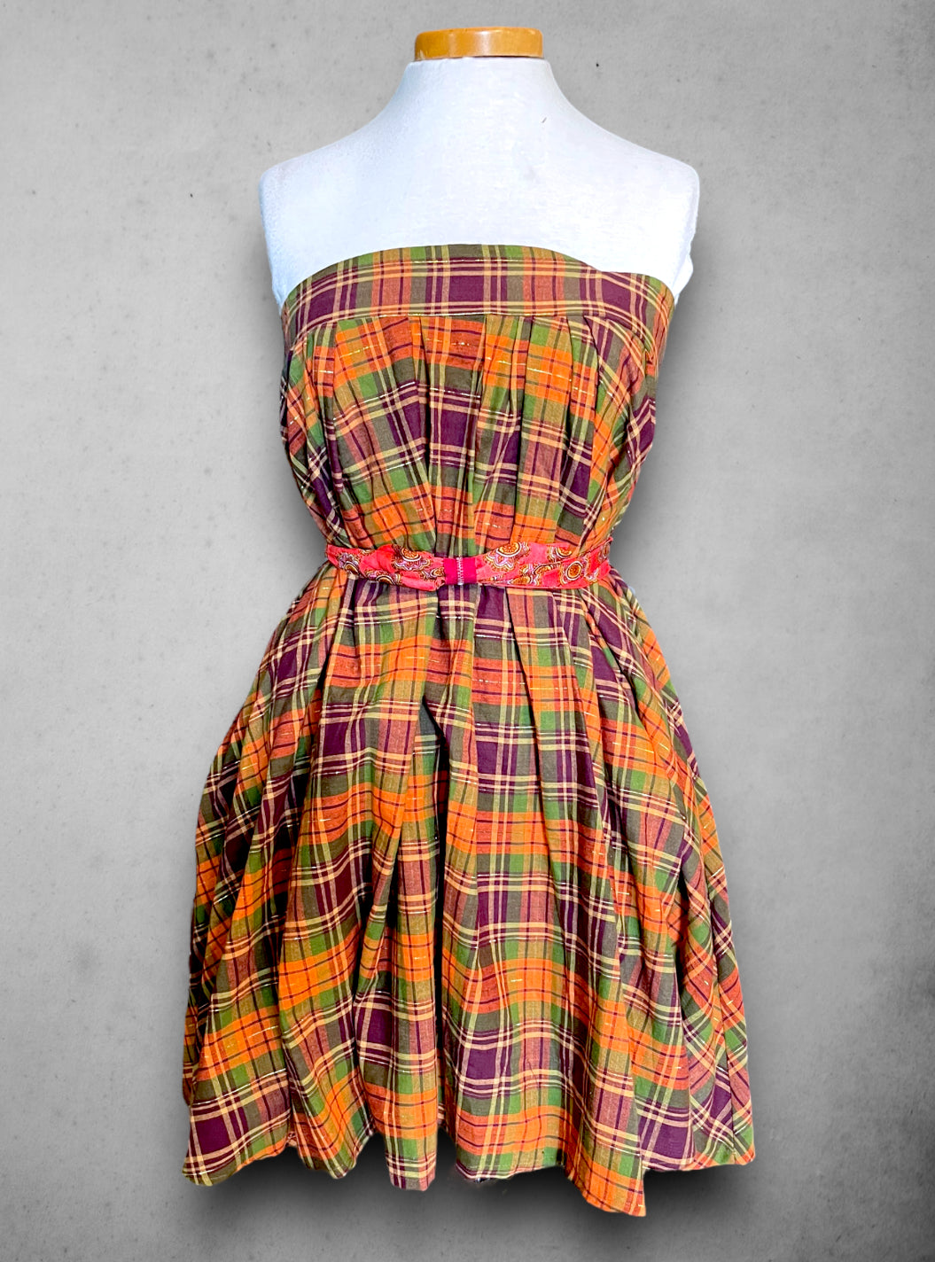 Vintage Orange, Purple, Green & Gold Tent Dress / Skirt with Pockets