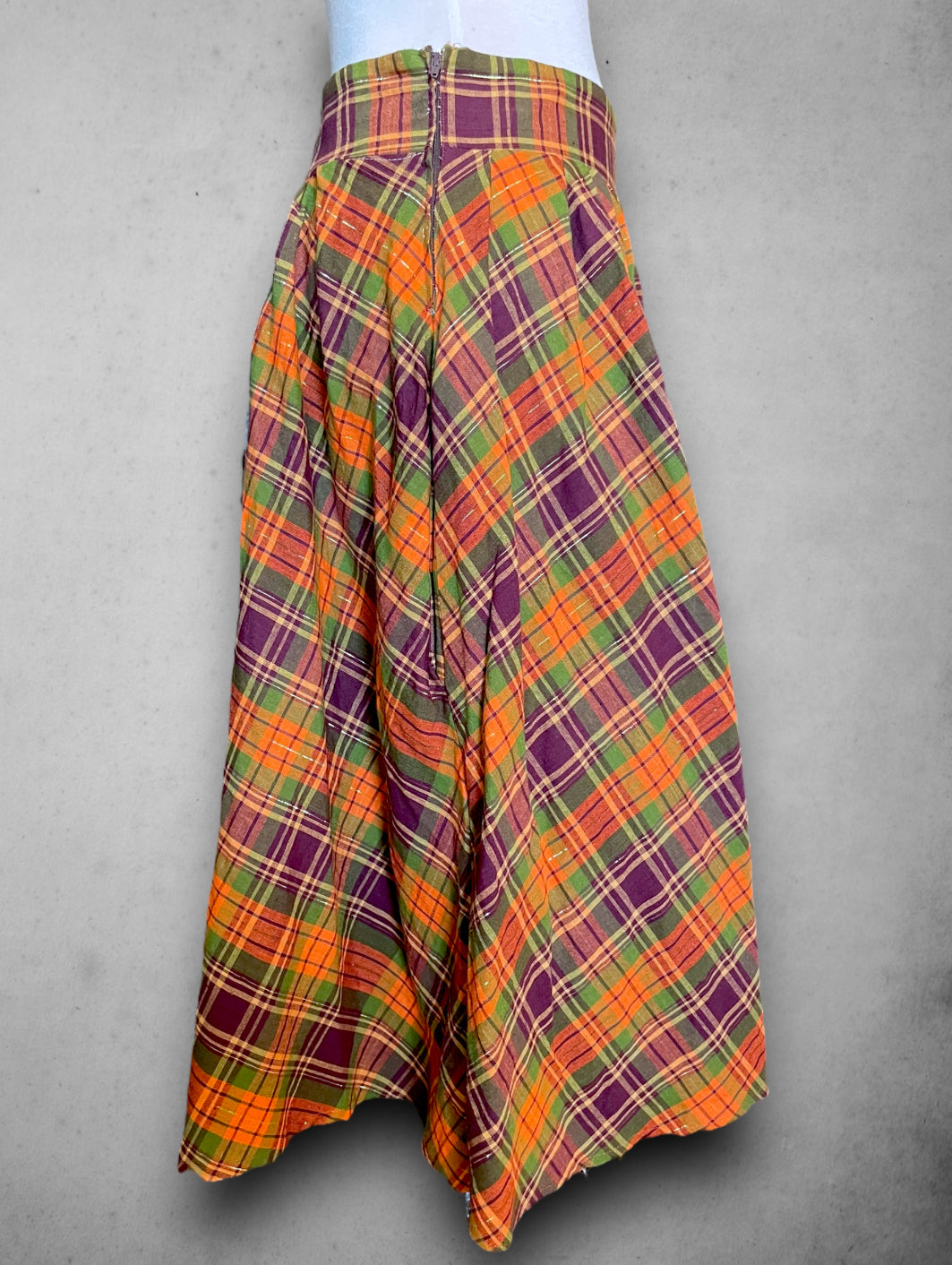 Vintage Orange, Purple, Green & Gold Tent Dress / Skirt with Pockets