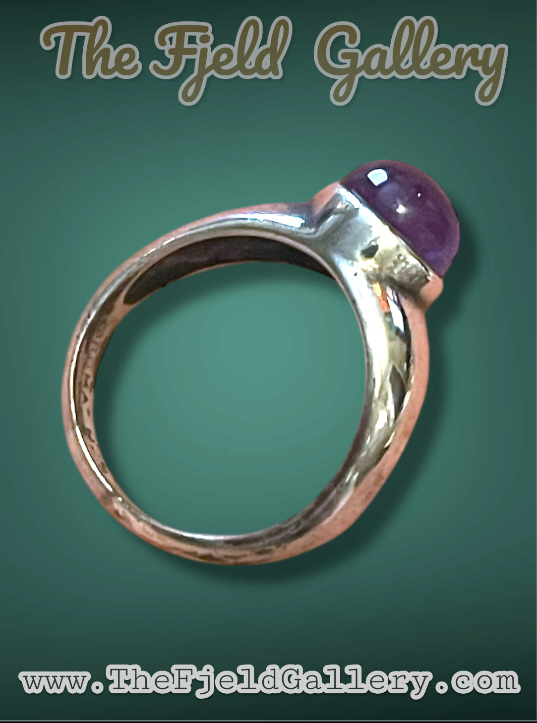 Sterling Amethyst Cabochon Modern Minimalist Ring Size 6.5