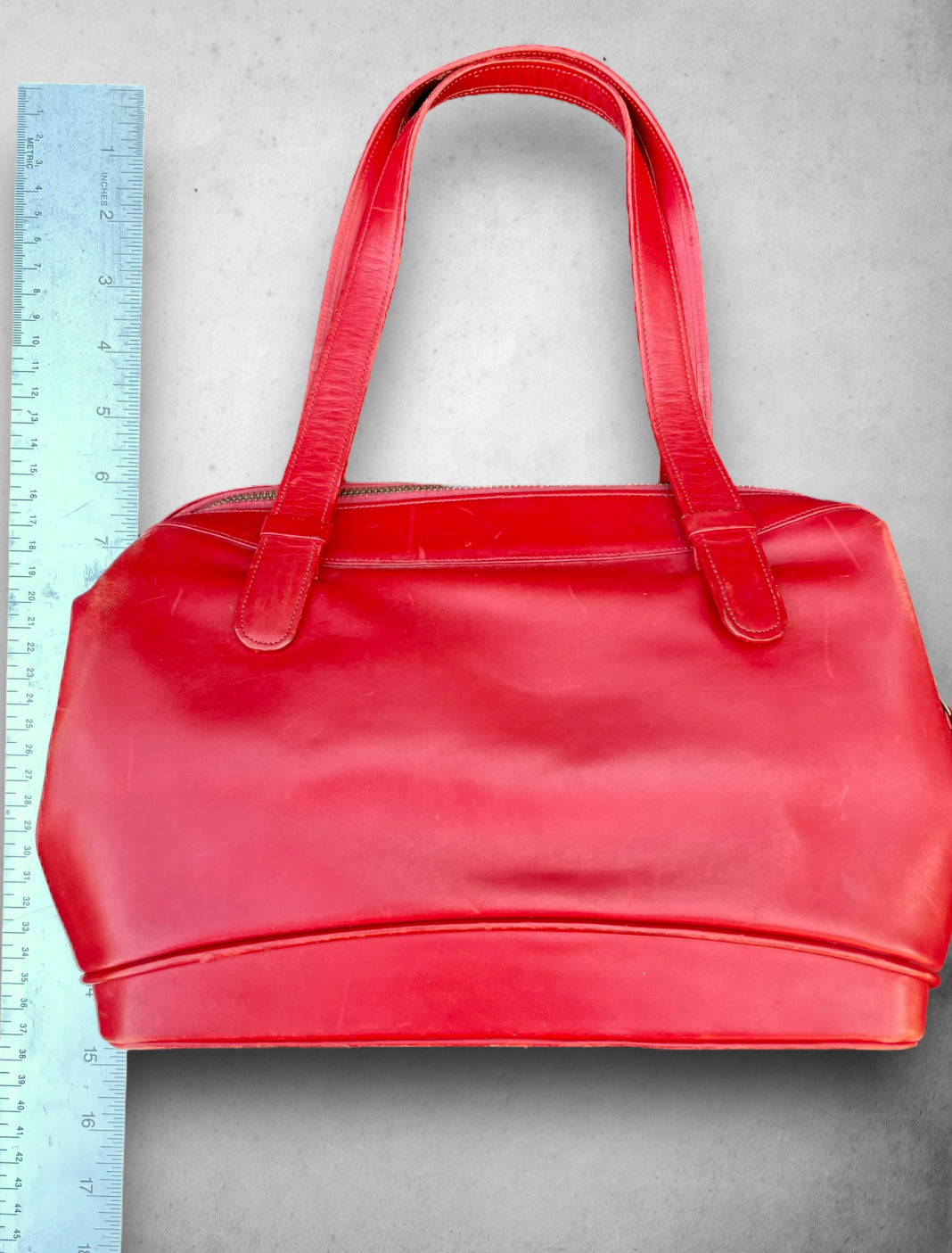 Vintage 1960’s Red Leather & Suede Handbag with Locking Clasp