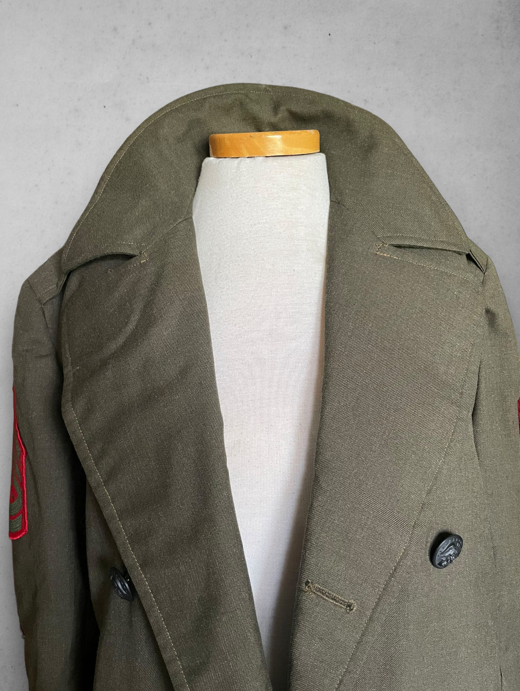 Vintage Military Green Long Marine Dress Coat