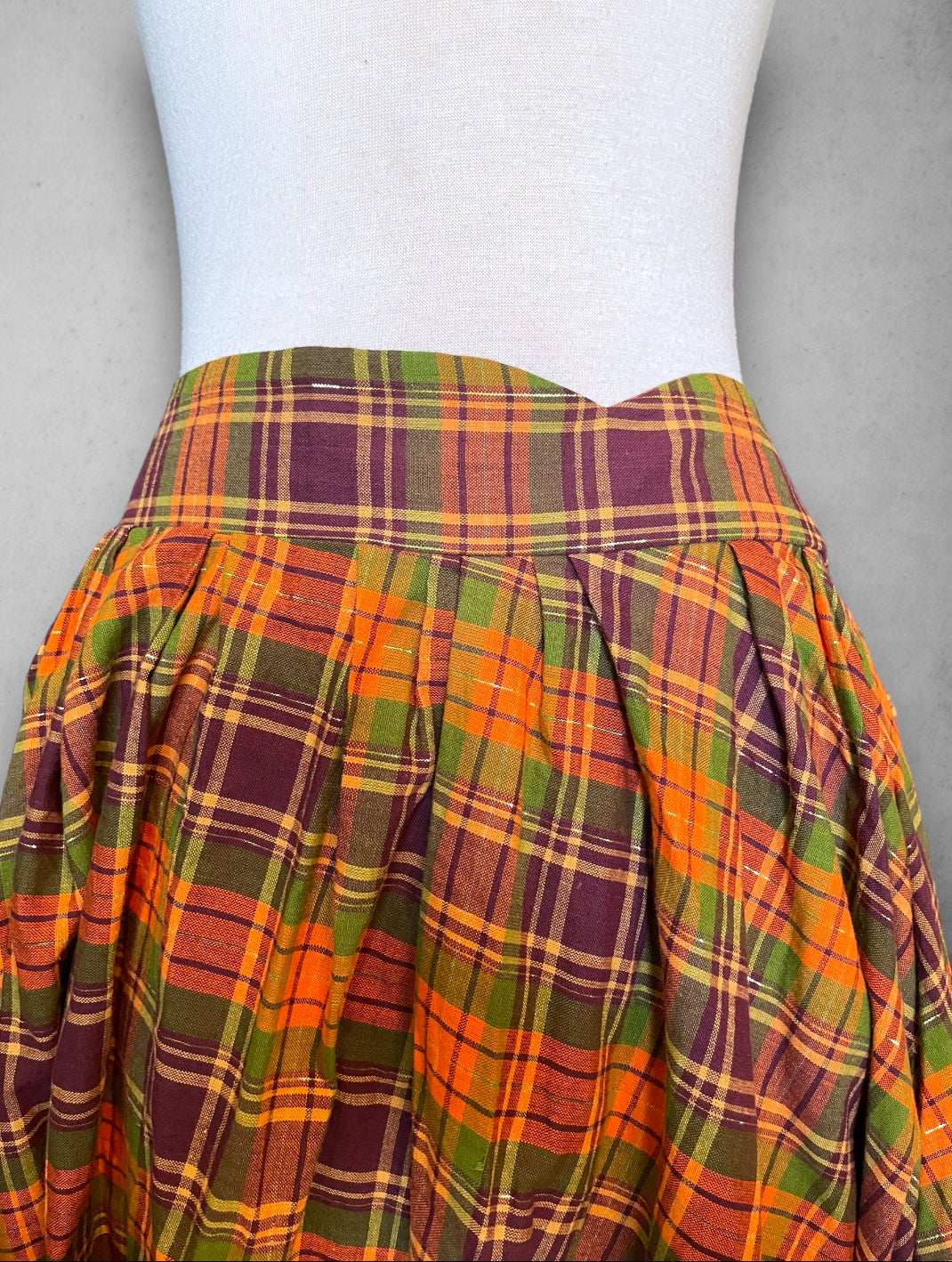 Vintage Orange, Purple, Green & Gold Tent Dress / Skirt with Pockets