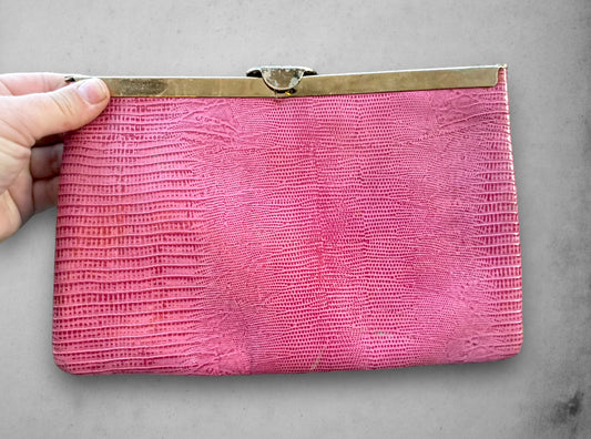1970’s Pink Snake Skin Leather Purse