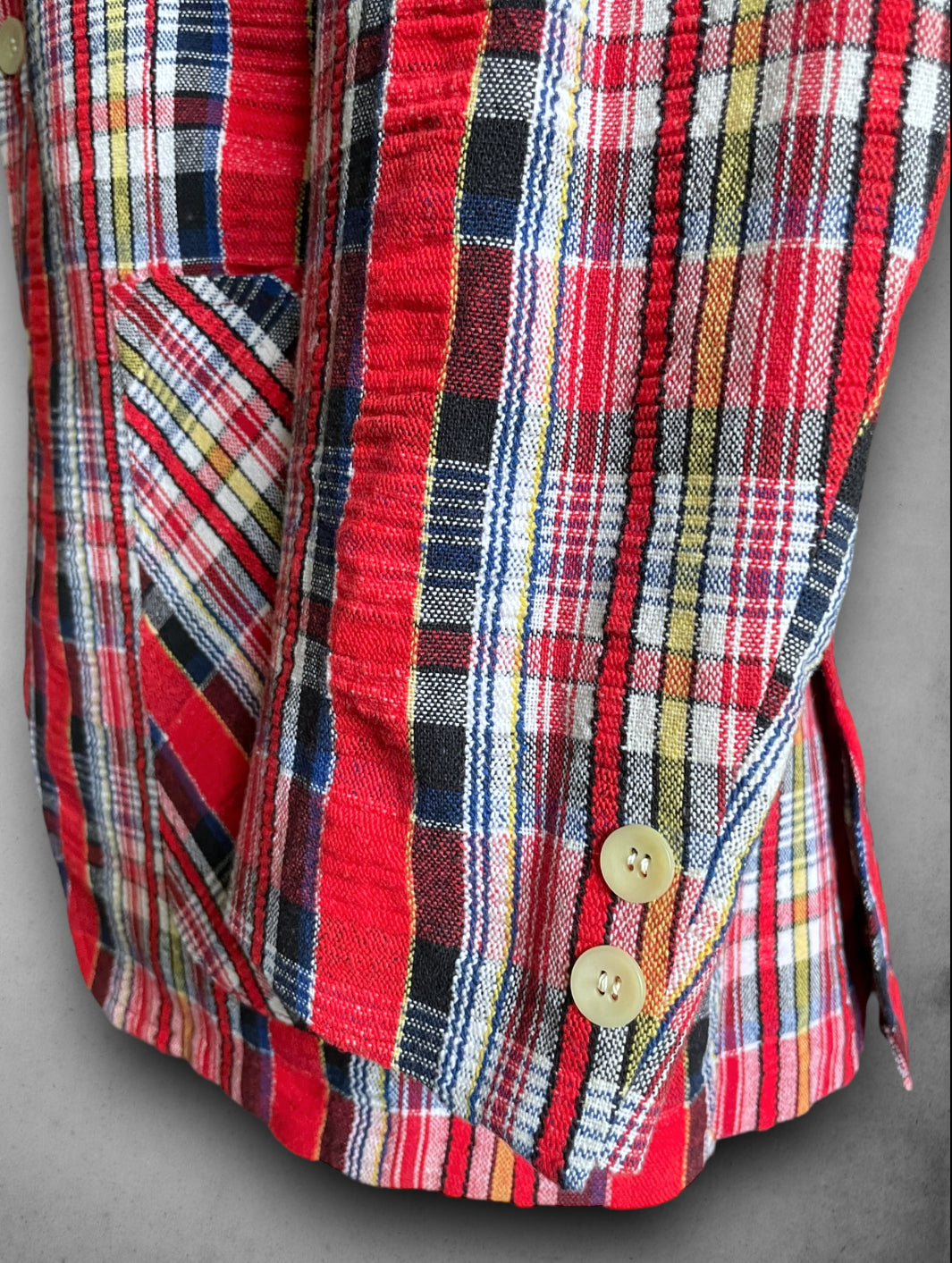 Vintage 1970’s Johnny Carson Red, Yellow, Blue & White Plaid Sports Coat / Blazer