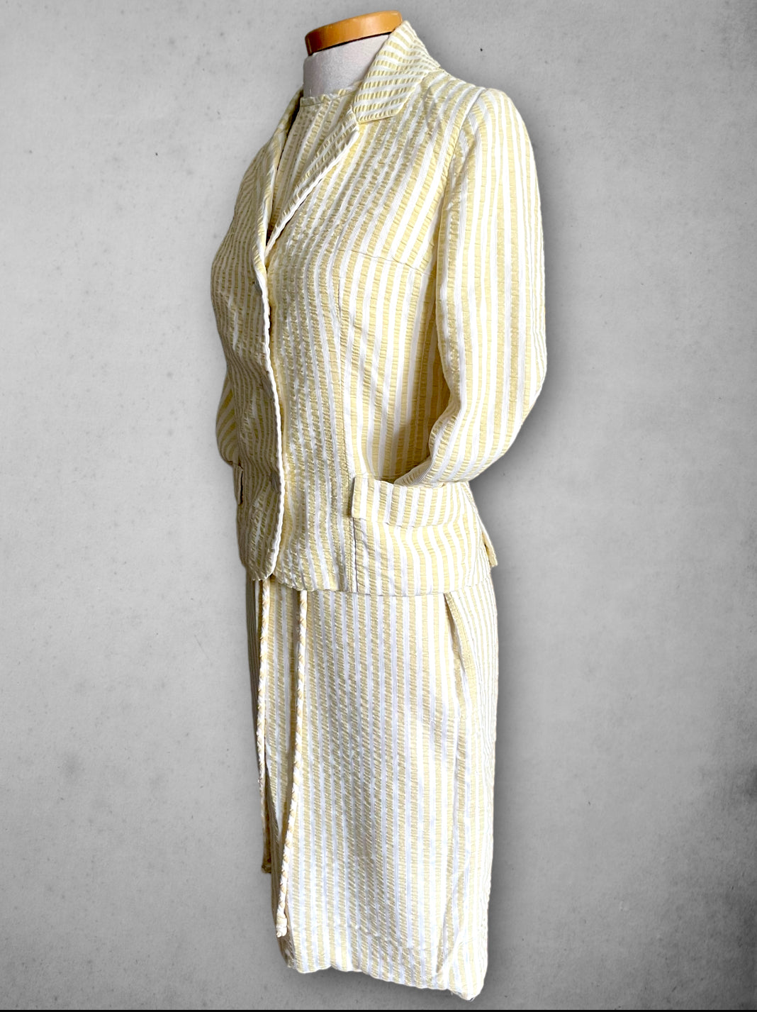 1960’s Yellow Gingham Striped Summer Dress & Blazer Set