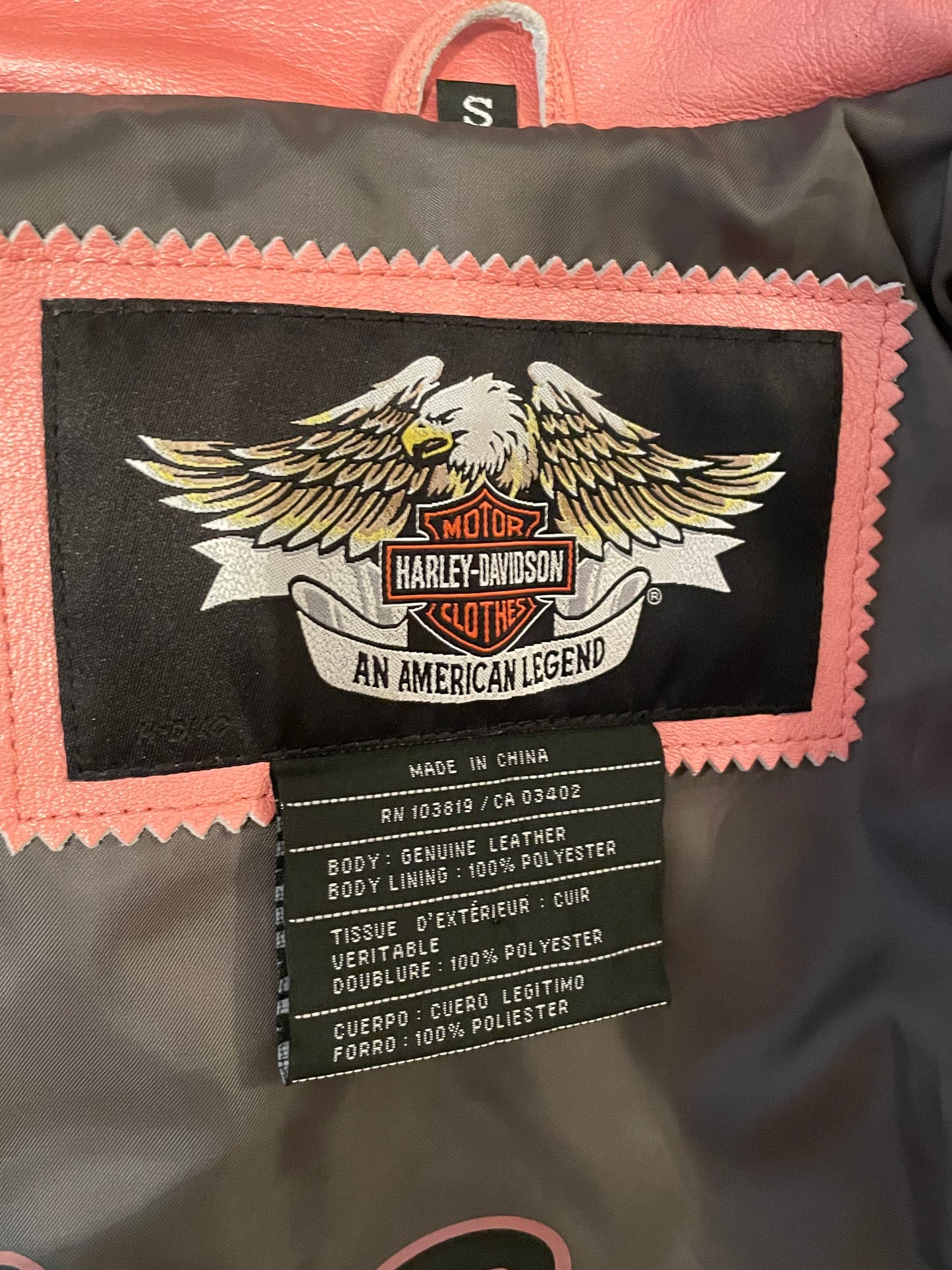 Pink Metallic Leather Harley Davidson Motorcycle Jacket