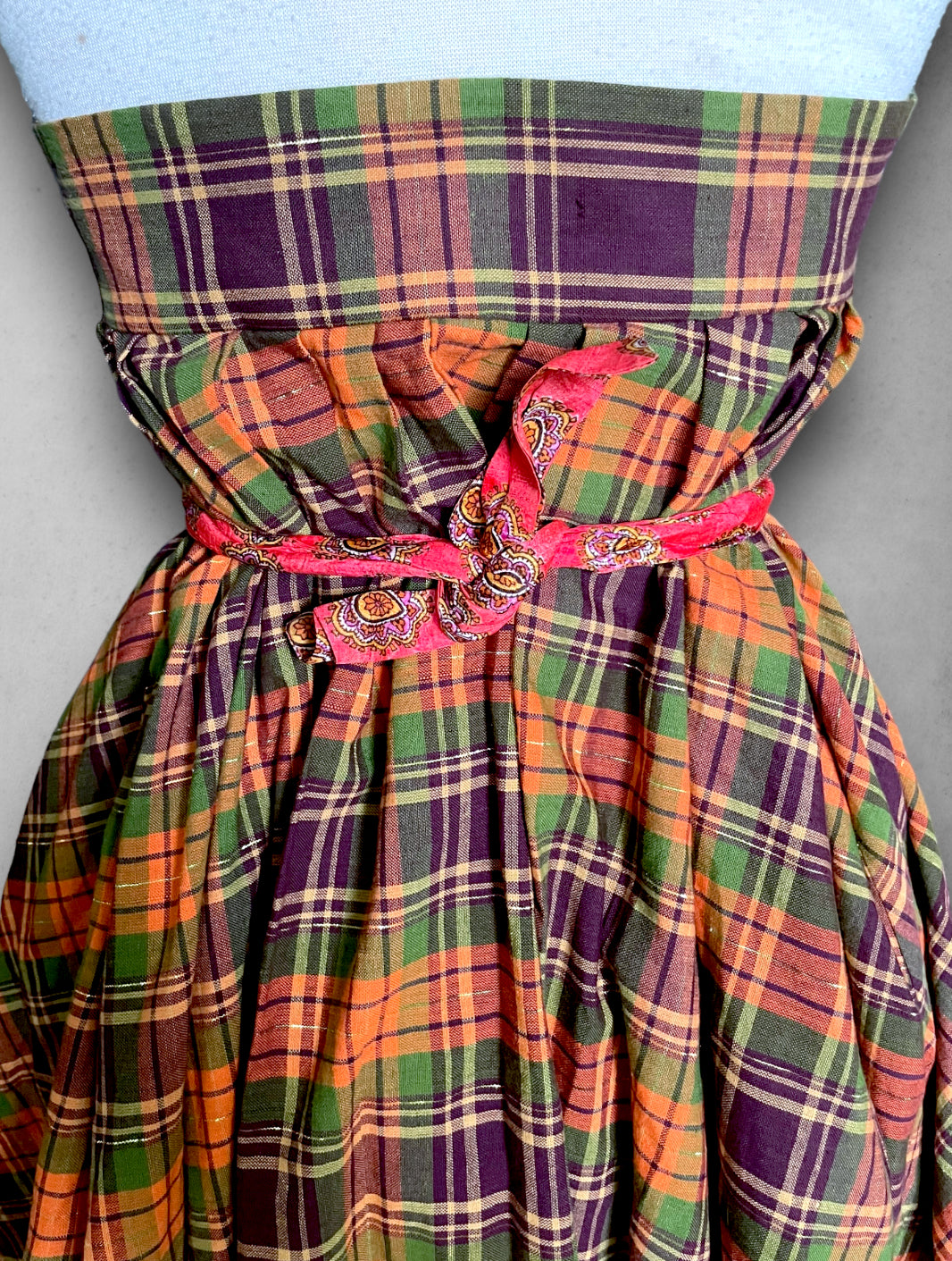 Vintage Orange, Purple, Green & Gold Tent Dress / Skirt with Pockets