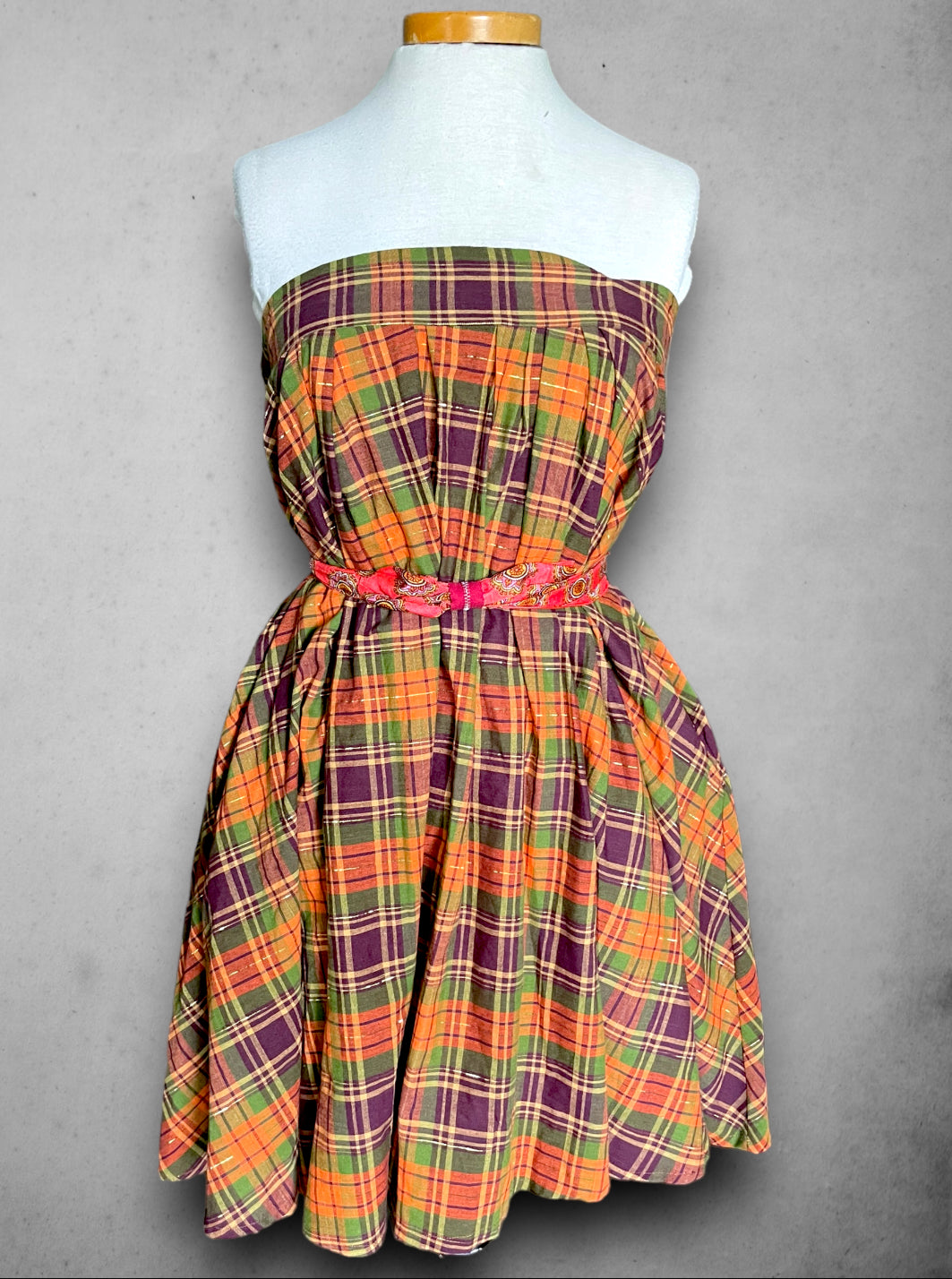 Vintage Orange, Purple, Green & Gold Tent Dress / Skirt with Pockets