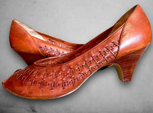 Vintage 1970’s Woven Leather High Heel Shoes