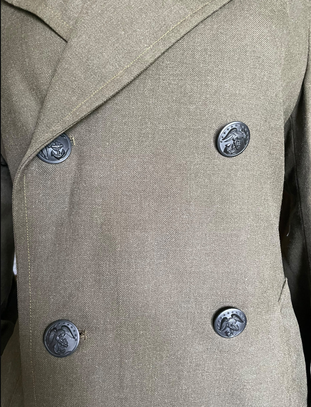 Vintage Military Green Long Marine Dress Coat