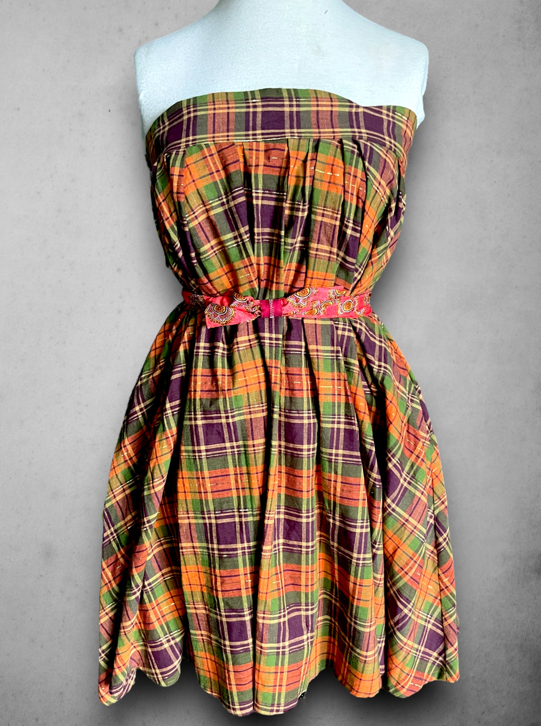 Vintage Orange, Purple, Green & Gold Tent Dress / Skirt with Pockets