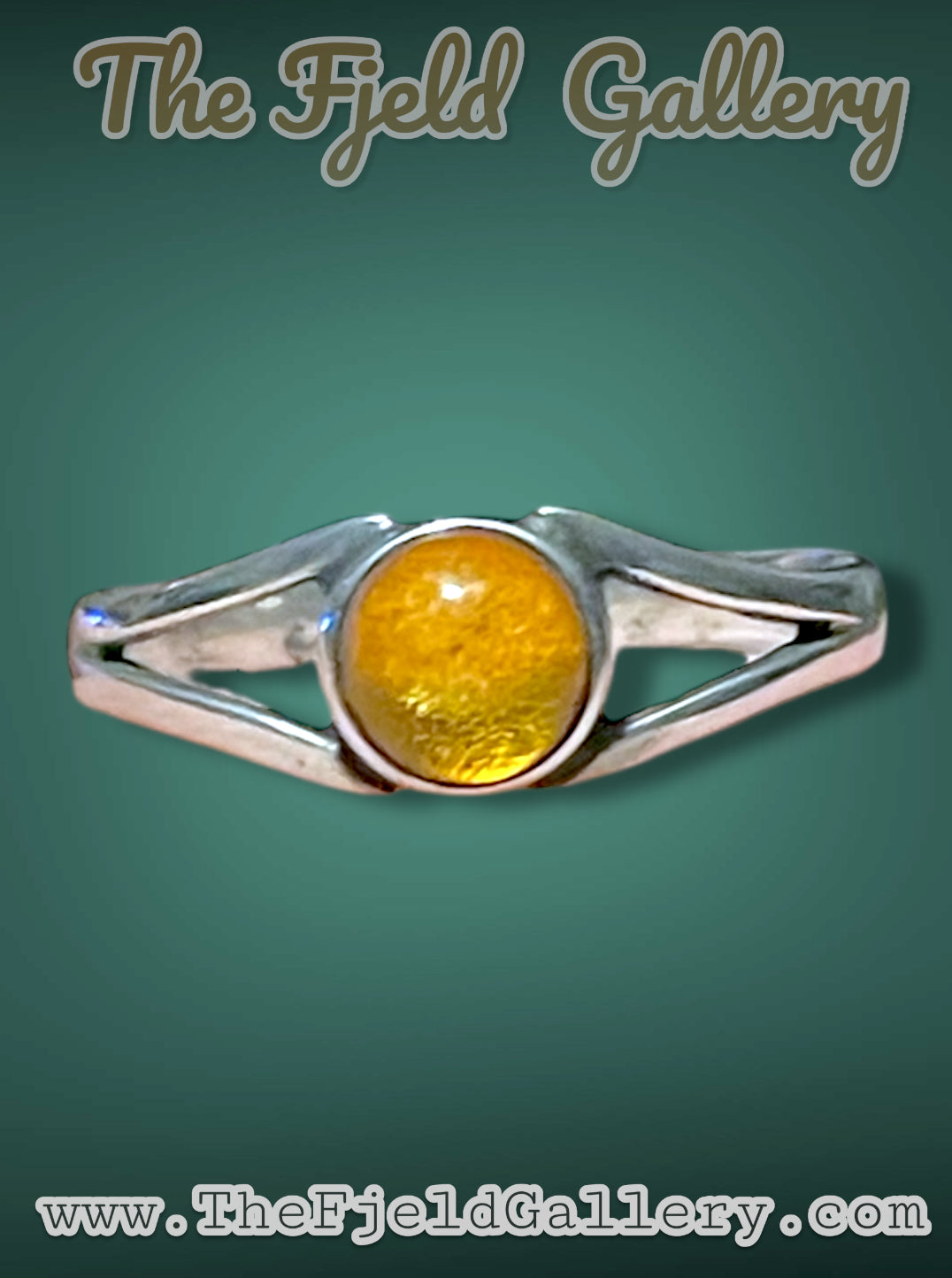 Vintage Sterling Silver Amber Bezel Set Solitaire Ring sz 9