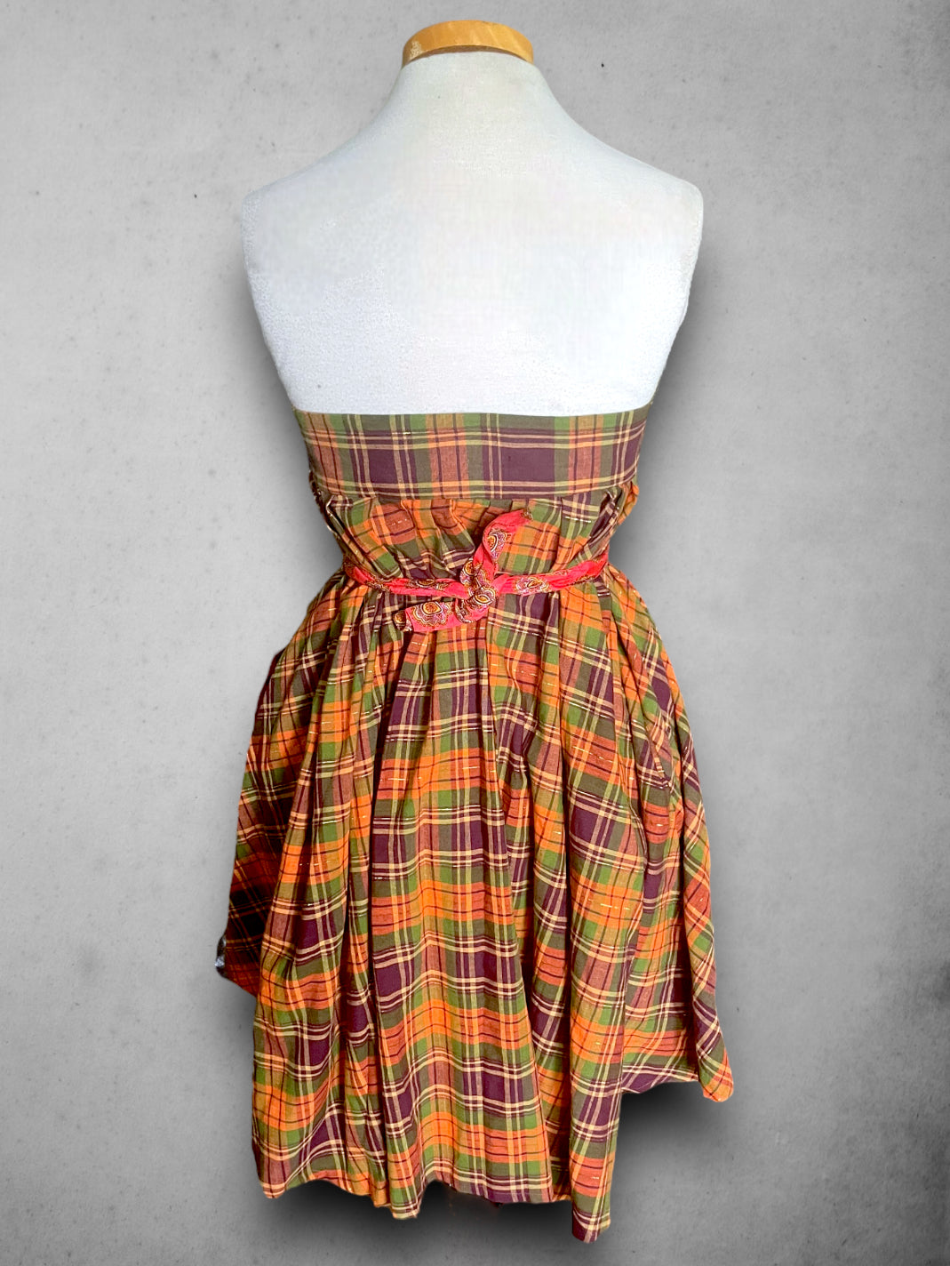 Vintage Orange, Purple, Green & Gold Tent Dress / Skirt with Pockets