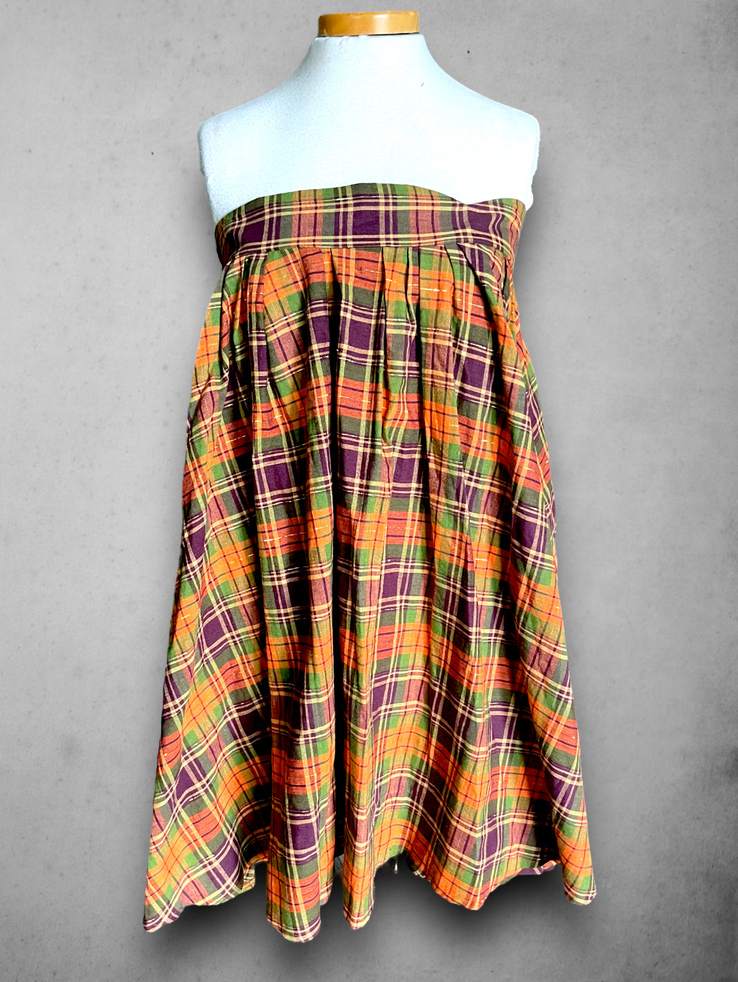 Vintage Orange, Purple, Green & Gold Tent Dress / Skirt with Pockets