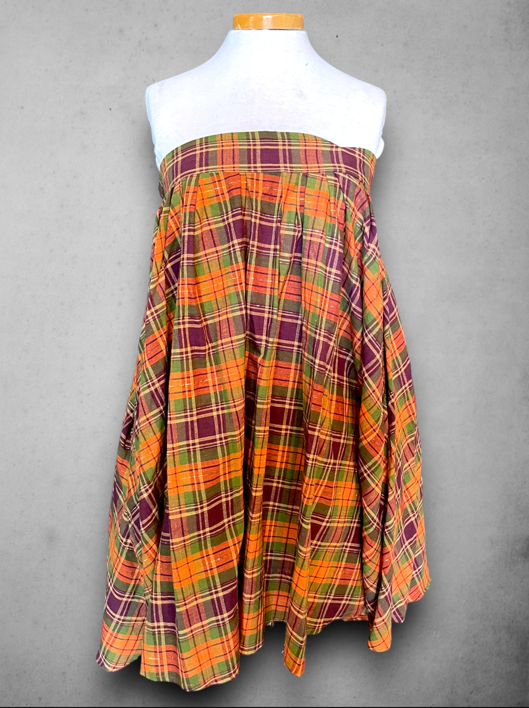 Vintage Orange, Purple, Green & Gold Tent Dress / Skirt with Pockets