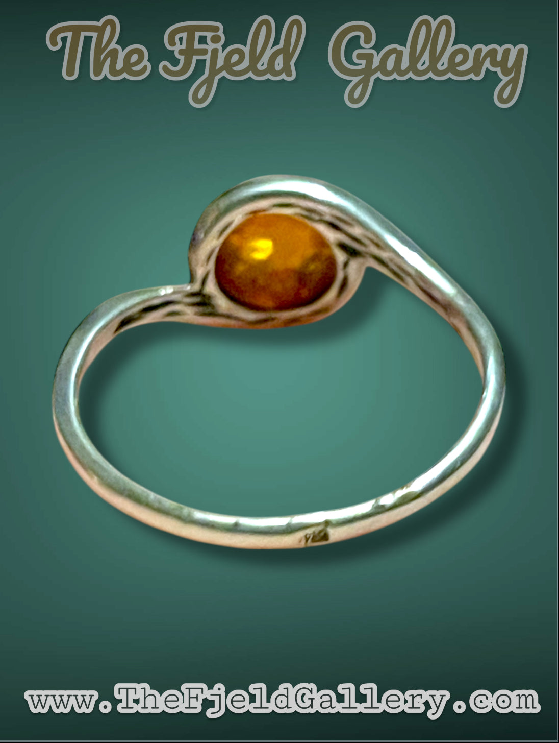 Vintage Sterling Silver Baltic Amber Modernist Ring sz 8