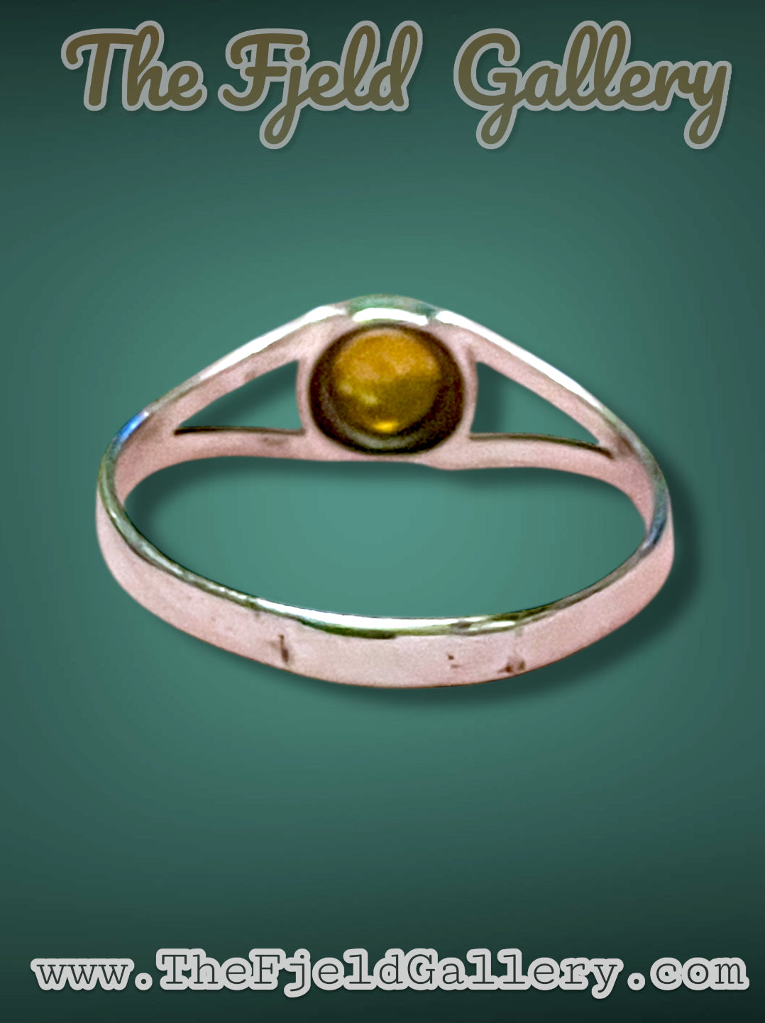 Vintage Sterling Silver Amber Bezel Set Solitaire Ring sz 9