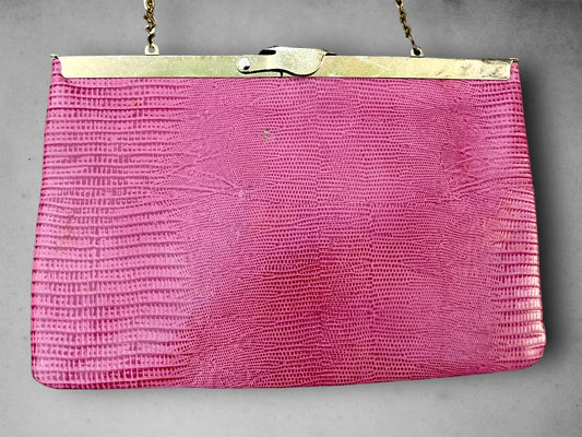 1970’s Pink Snake Skin Leather Purse