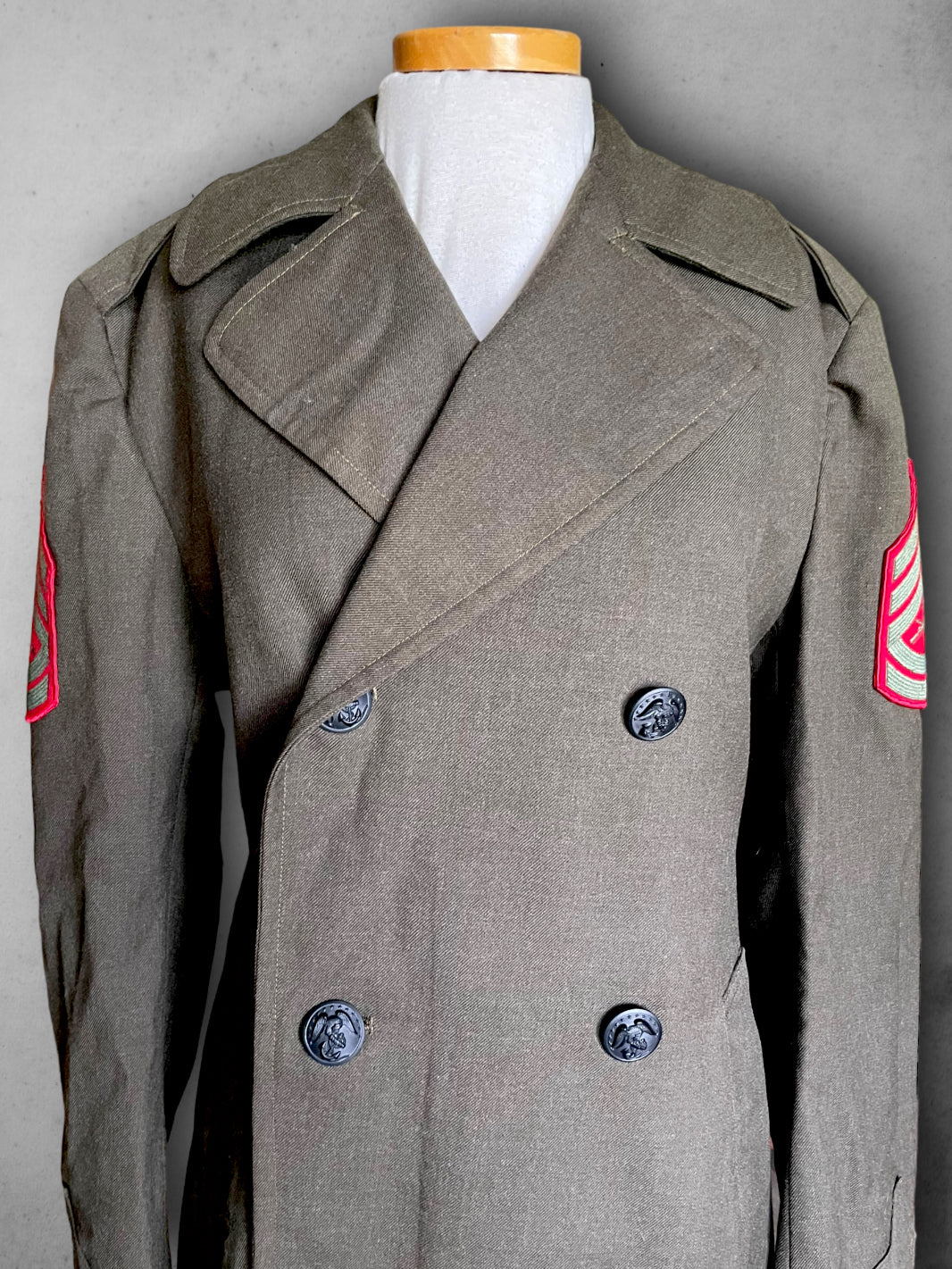 Vintage Military Green Long Marine Dress Coat