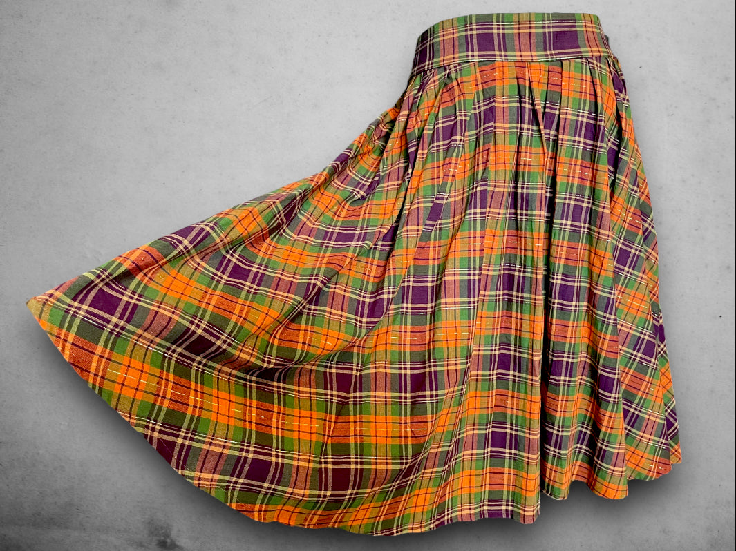 Vintage Orange, Purple, Green & Gold Tent Dress / Skirt with Pockets