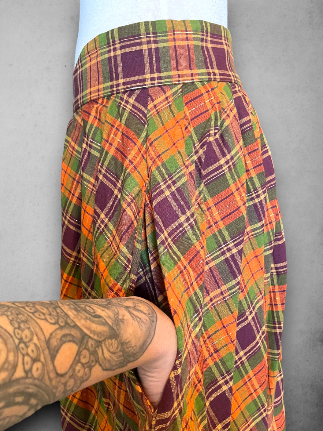 Vintage Orange, Purple, Green & Gold Tent Dress / Skirt with Pockets