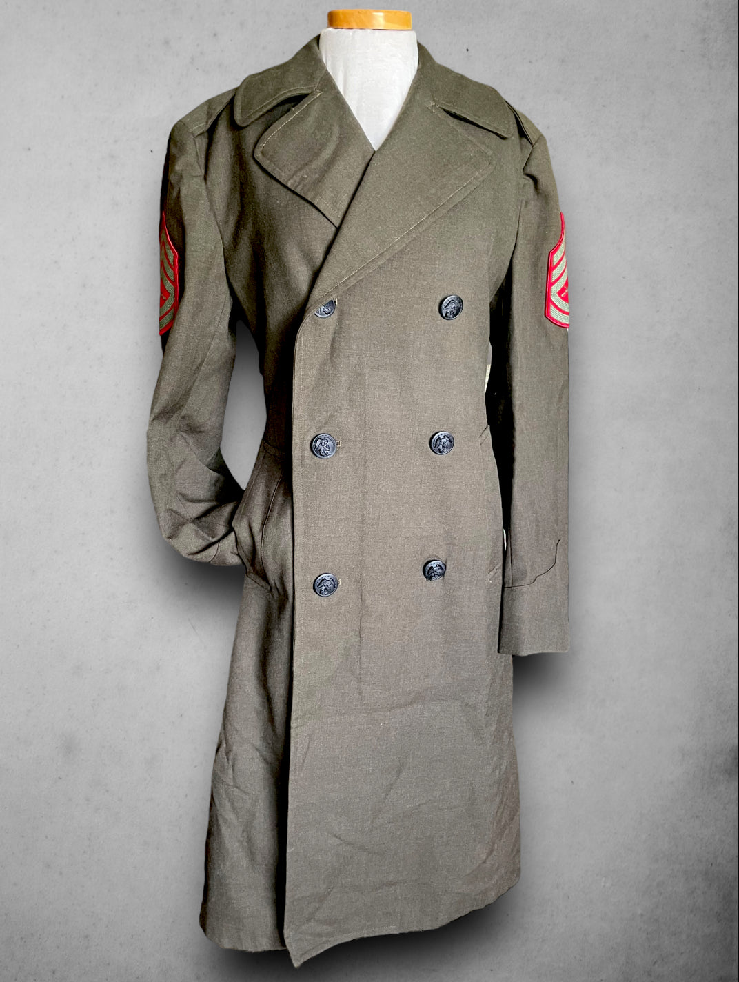 Vintage Military Green Long Marine Dress Coat