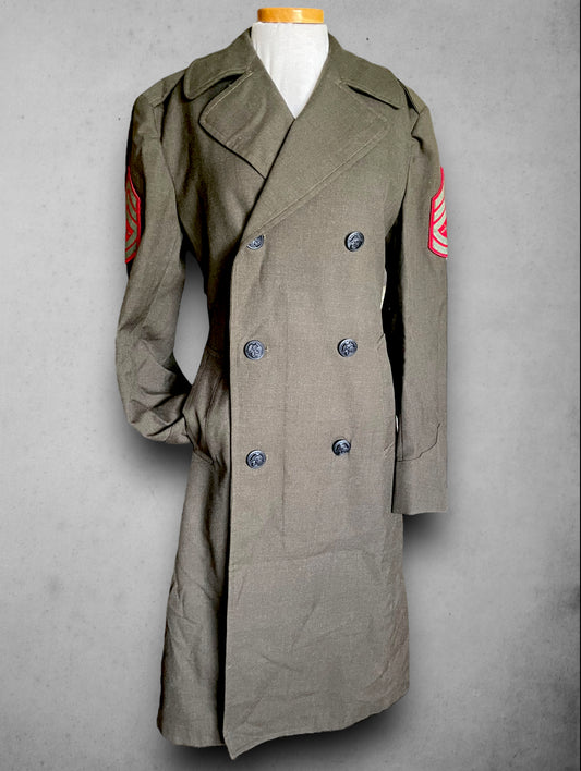 Vintage Military Green Long Marine Dress Coat