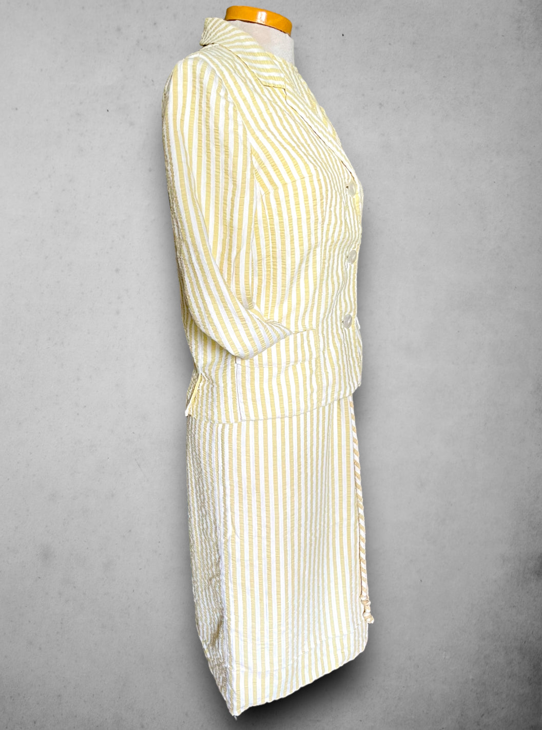 1960’s Yellow Gingham Striped Summer Dress & Blazer Set