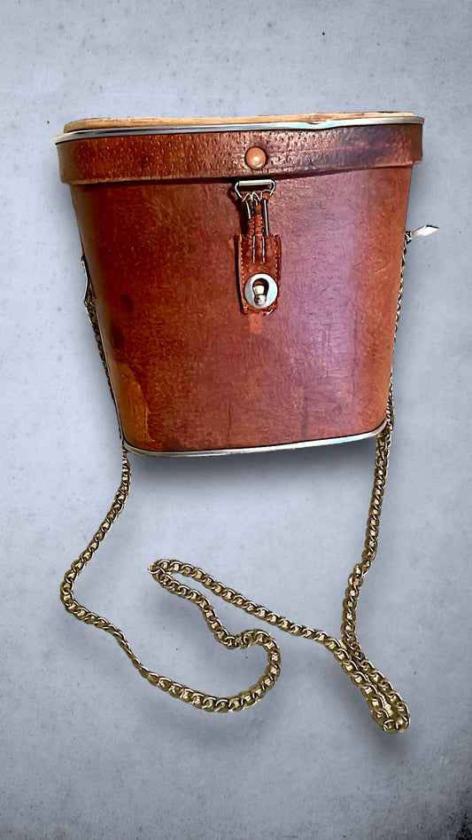 Vintage Brown Leather Binoculars Case Purse