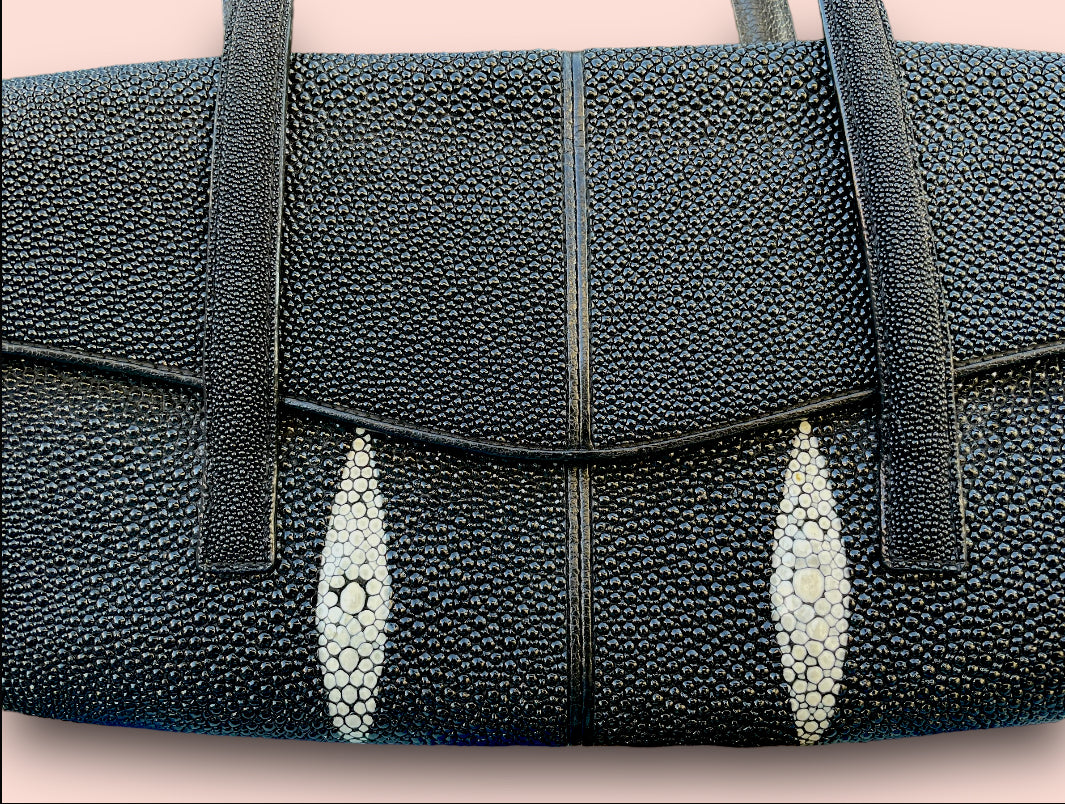 Vintage Black & White Sting Ray Leather Purse