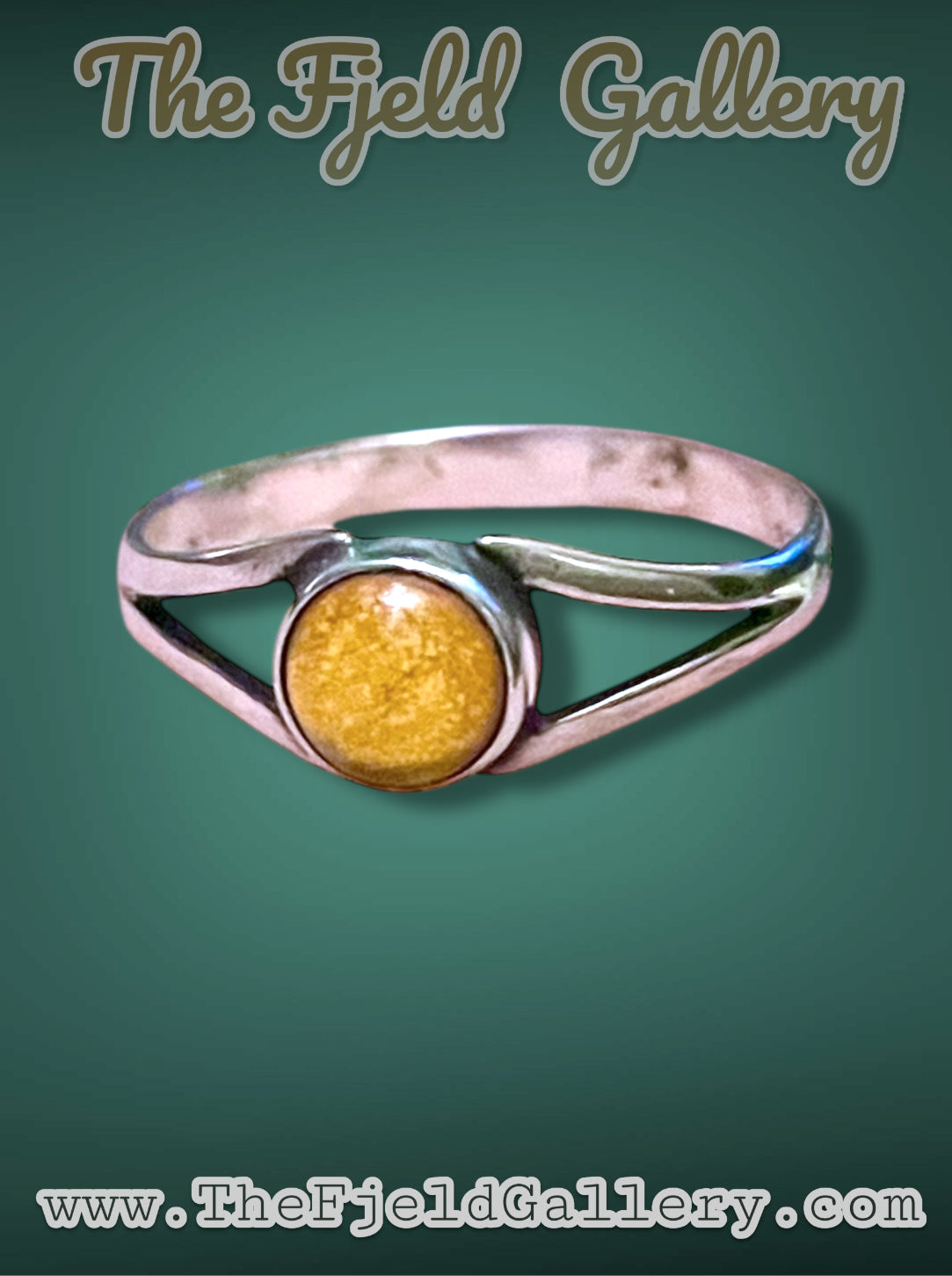 Vintage Sterling Silver Amber Bezel Set Solitaire Ring sz 9