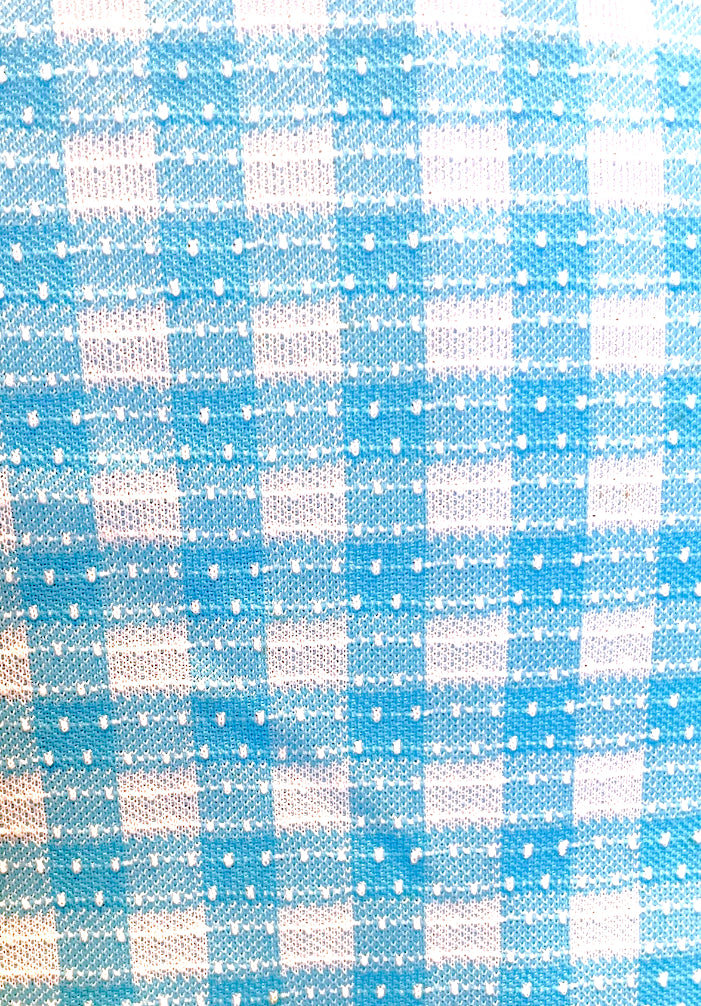 Vintage 1960’s Turquoise Blue Plaid & Polka Dot Pleated Skirt