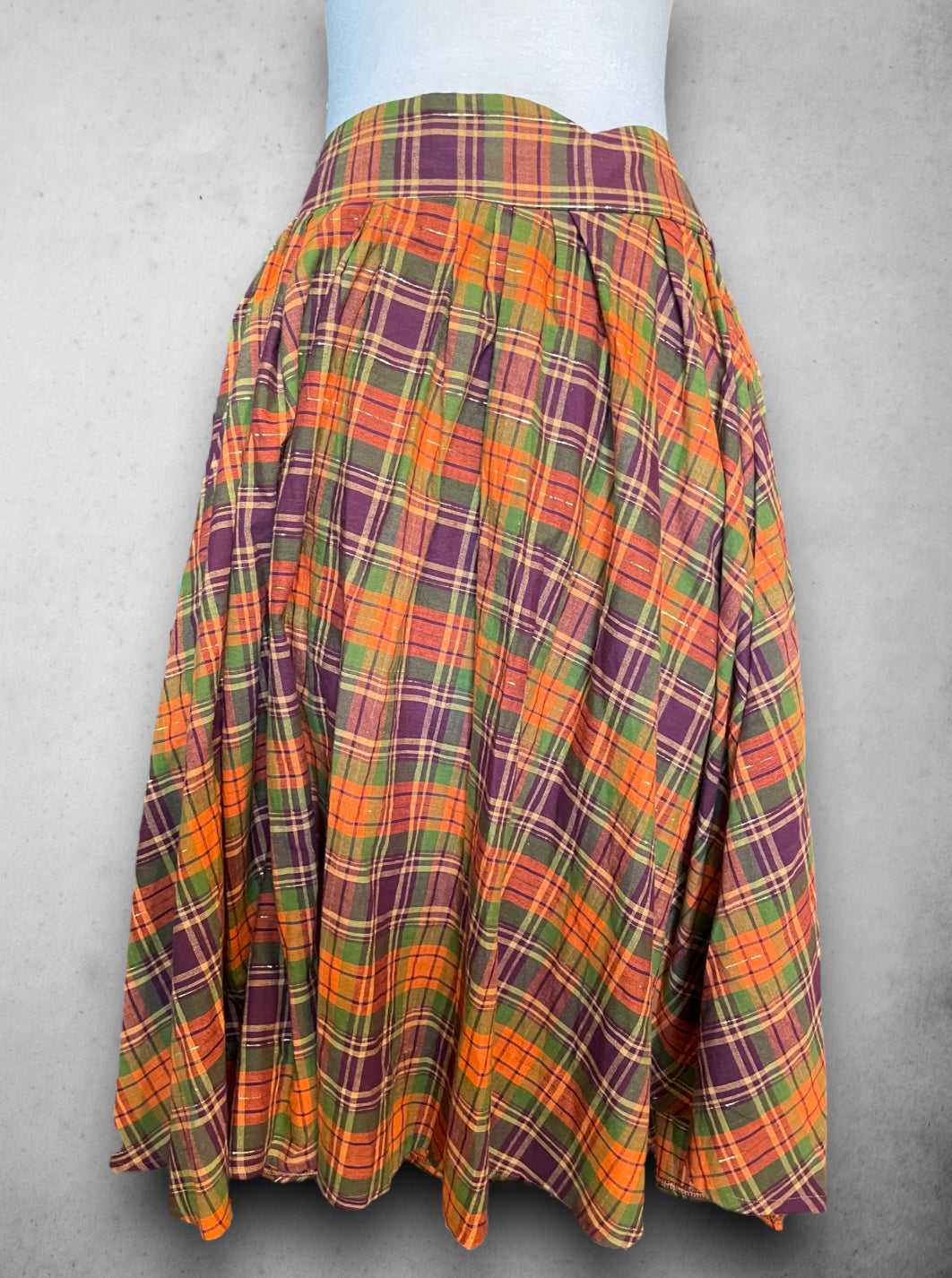 Vintage Orange, Purple, Green & Gold Tent Dress / Skirt with Pockets