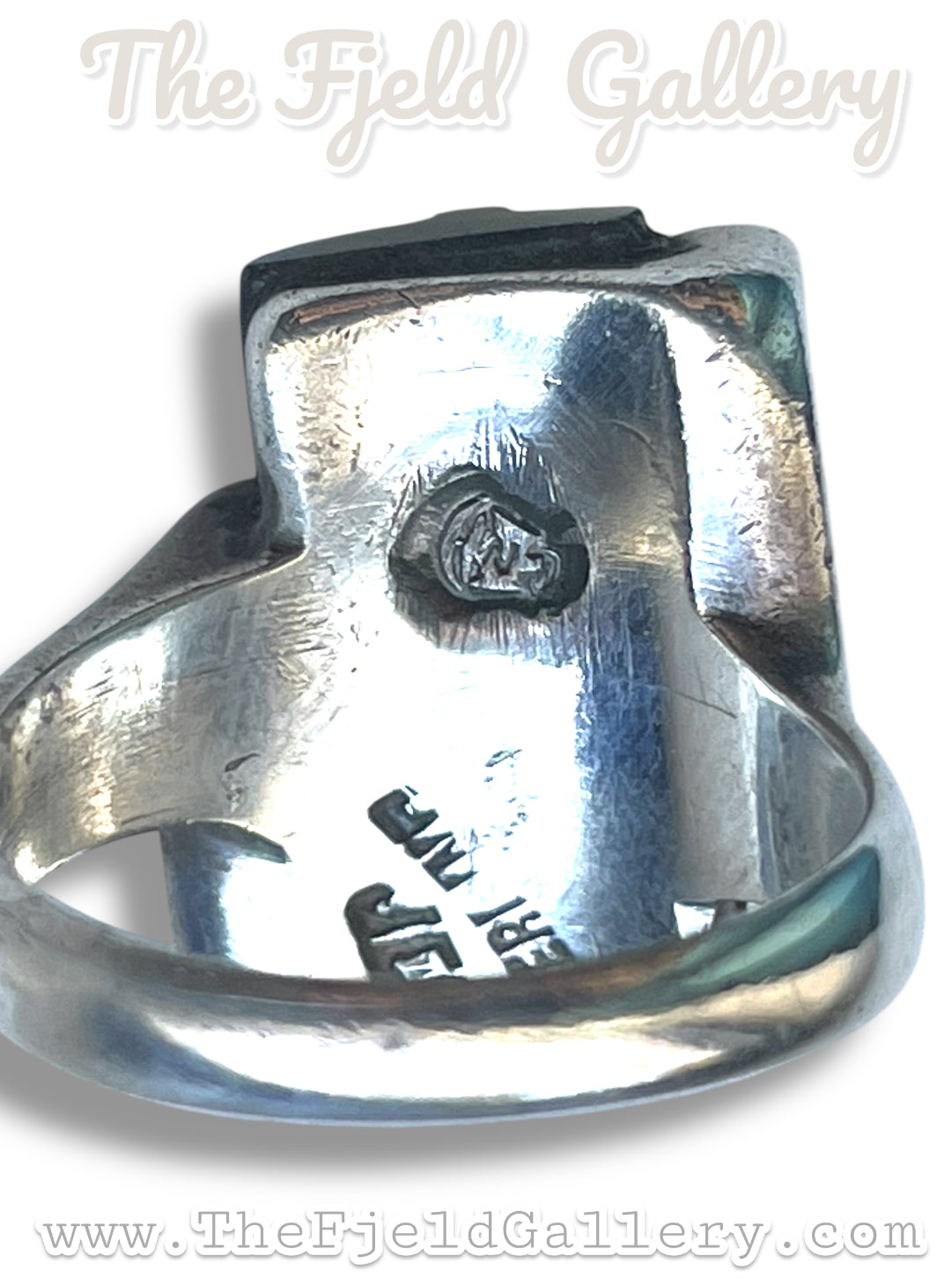 Black Onyx Carved Face Mask Taxco Mexico Sterling Silver JCOA Eagle 2 RING sz 7