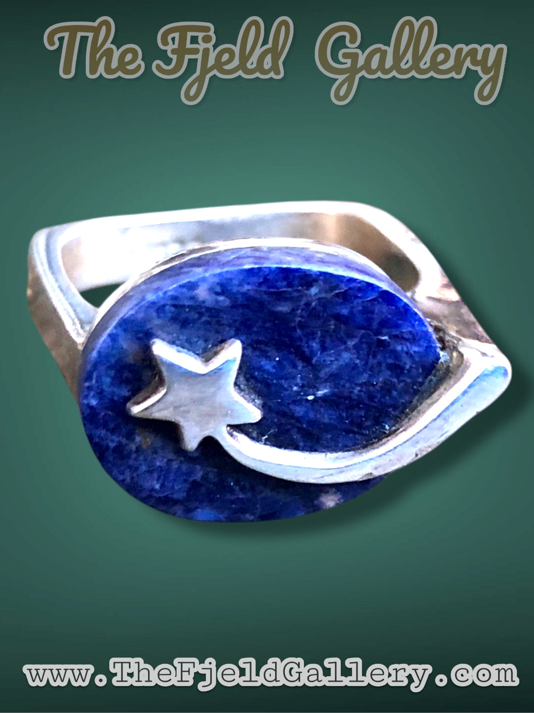 Modernist Sterling Silver Shooting Star Lapis Lazuli Gemstone Geometric Ring