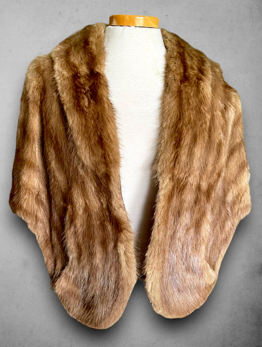 Vintage 1950’s Brown Fur Short Cape with Pockets