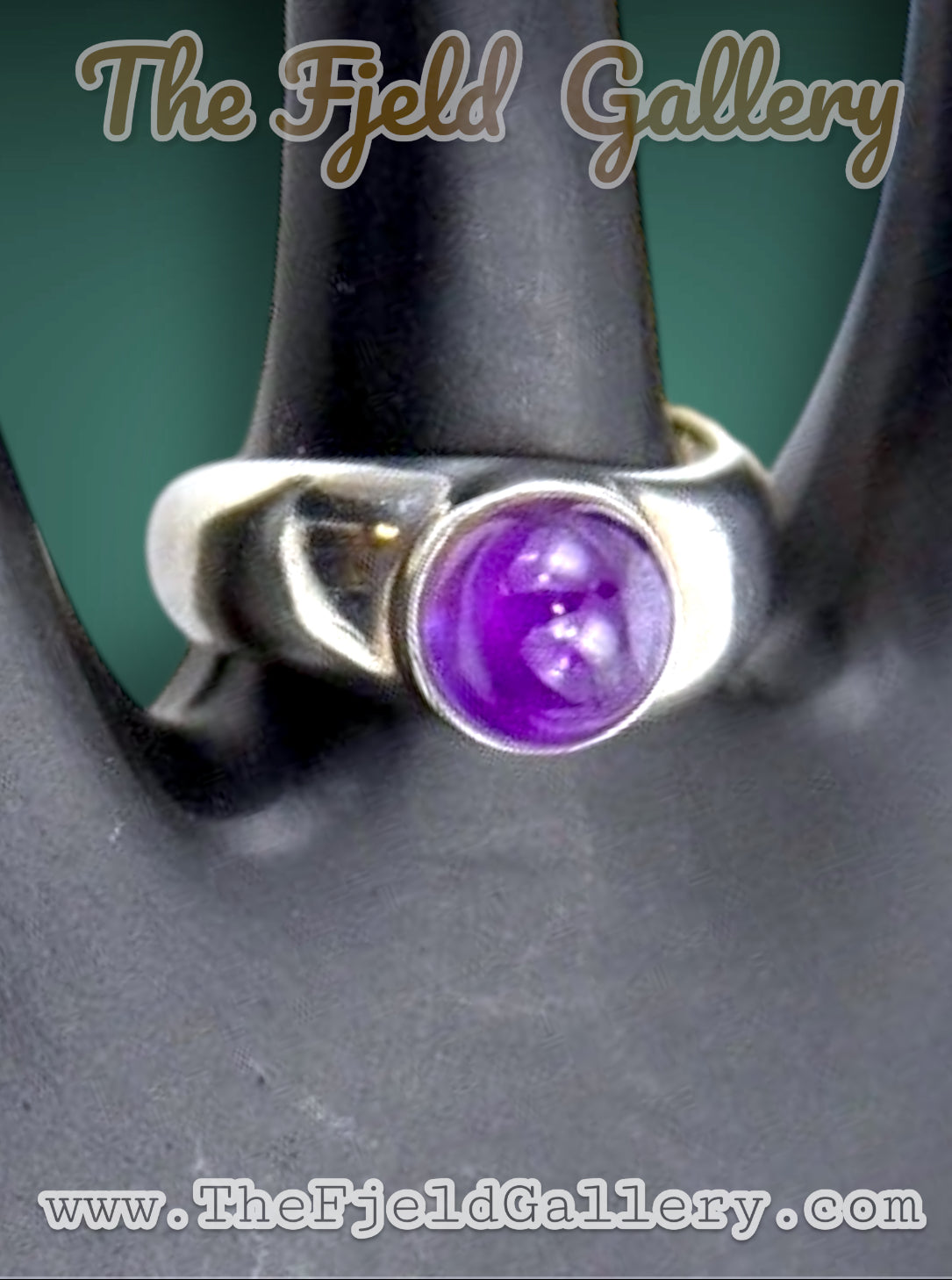 Sterling Amethyst Cabochon Modern Minimalist Ring Size 6.5