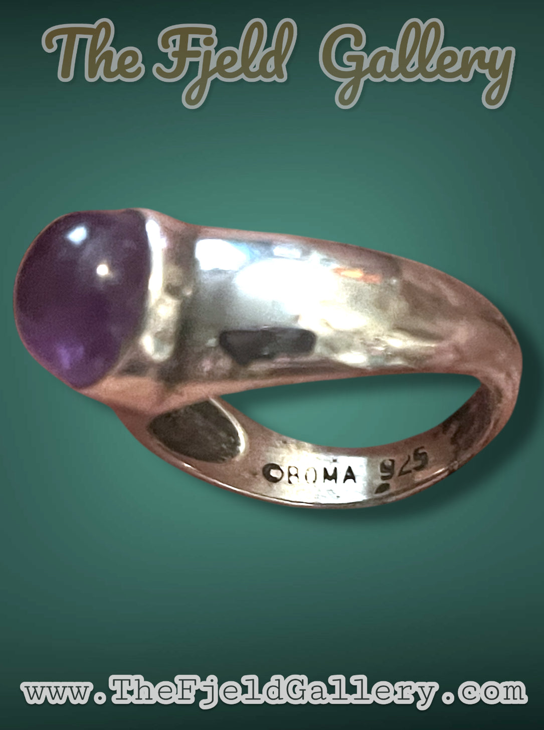 Sterling Amethyst Cabochon Modern Minimalist Ring Size 6.5