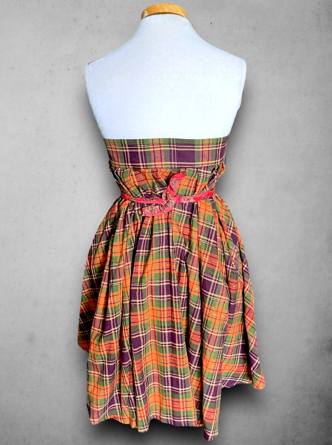 Vintage Orange, Purple, Green & Gold Tent Dress / Skirt with Pockets