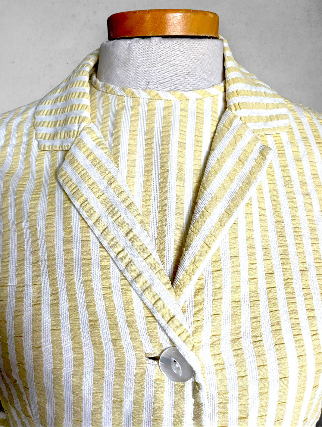 1960’s Yellow Gingham Striped Summer Dress & Blazer Set