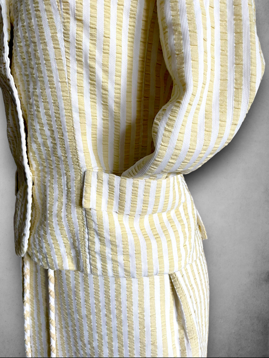 1960’s Yellow Gingham Striped Summer Dress & Blazer Set