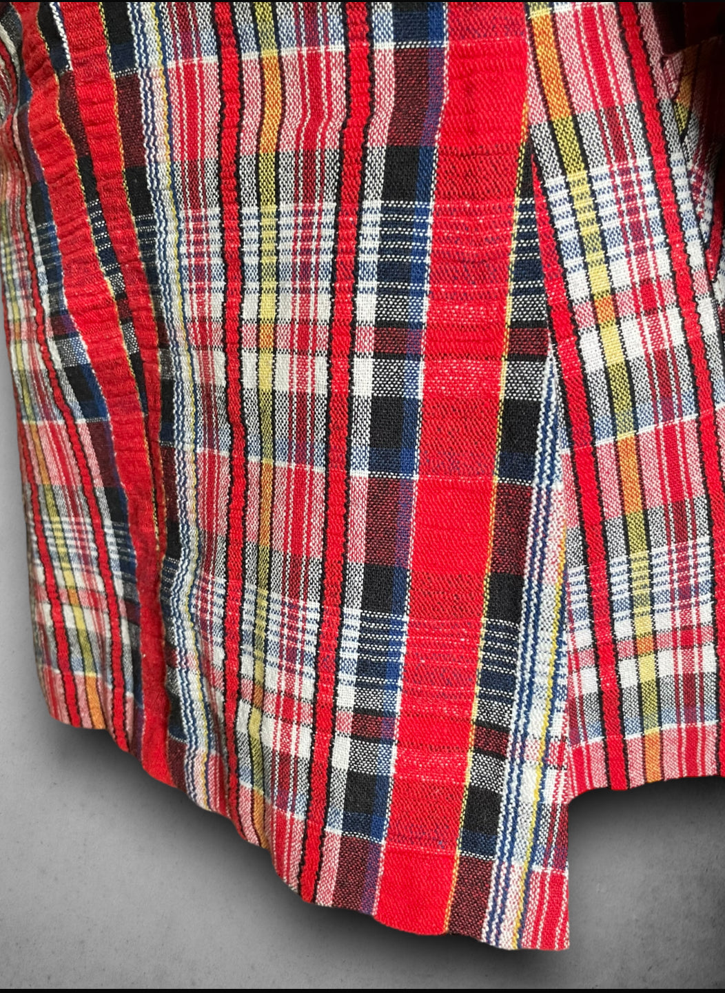 Vintage 1970’s Johnny Carson Red, Yellow, Blue & White Plaid Sports Coat / Blazer