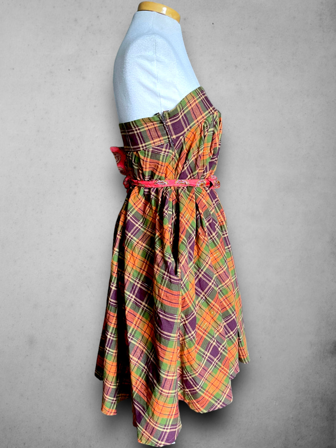 Vintage Orange, Purple, Green & Gold Tent Dress / Skirt with Pockets