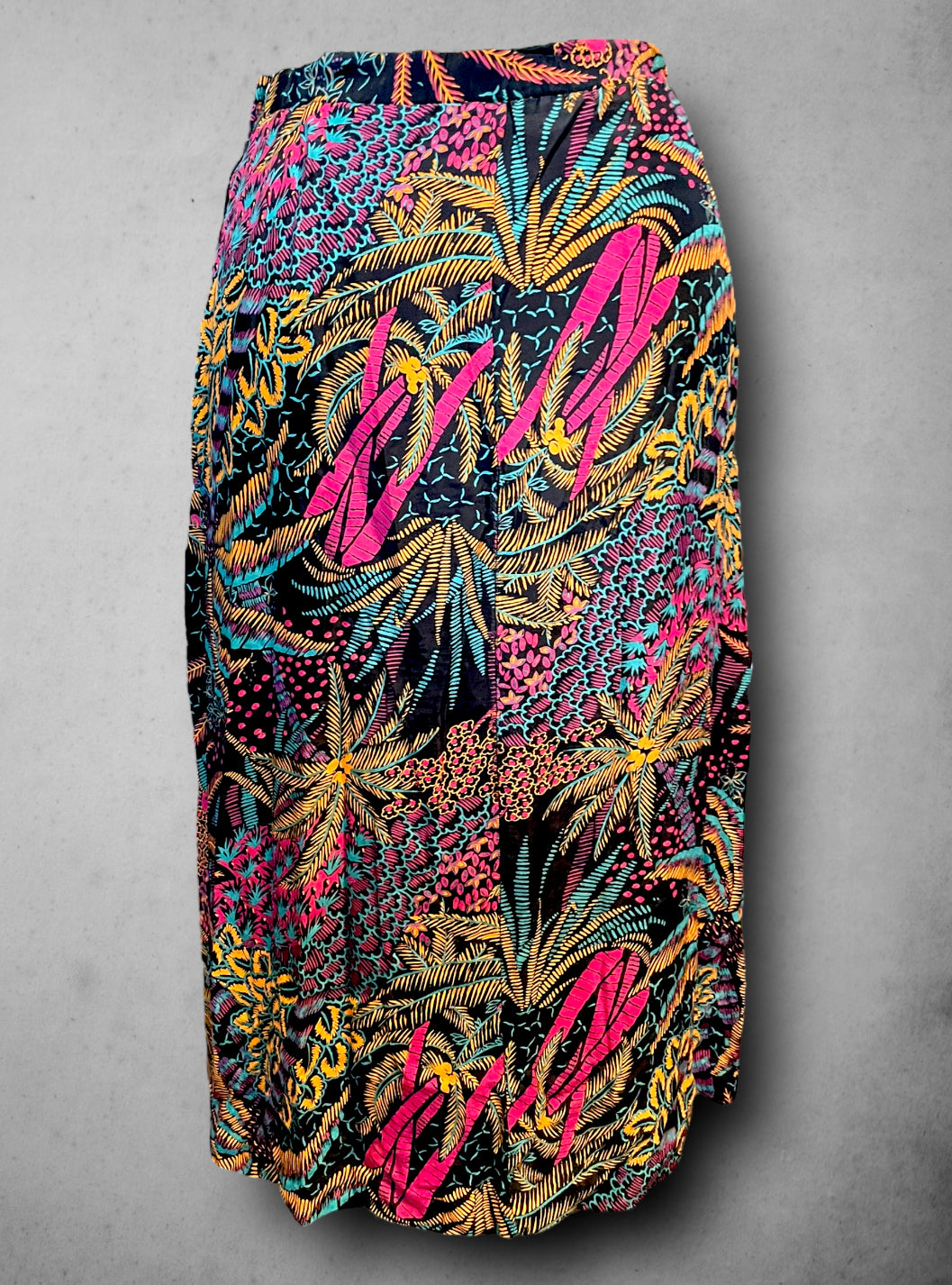 Vintage 90’s Jewel Tone & Black  Floral Print Long Pleated Skirt