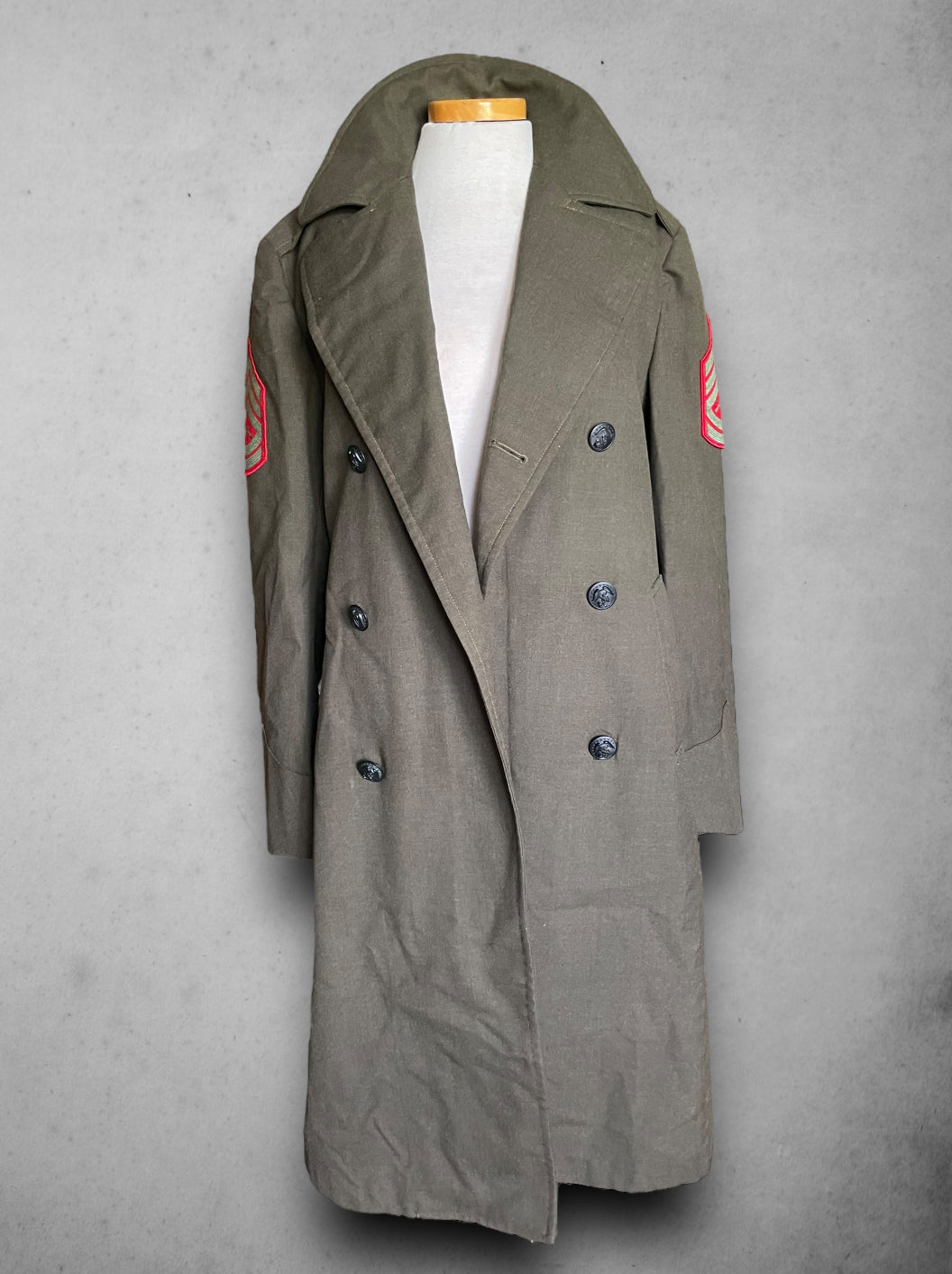 Vintage Military Green Long Marine Dress Coat