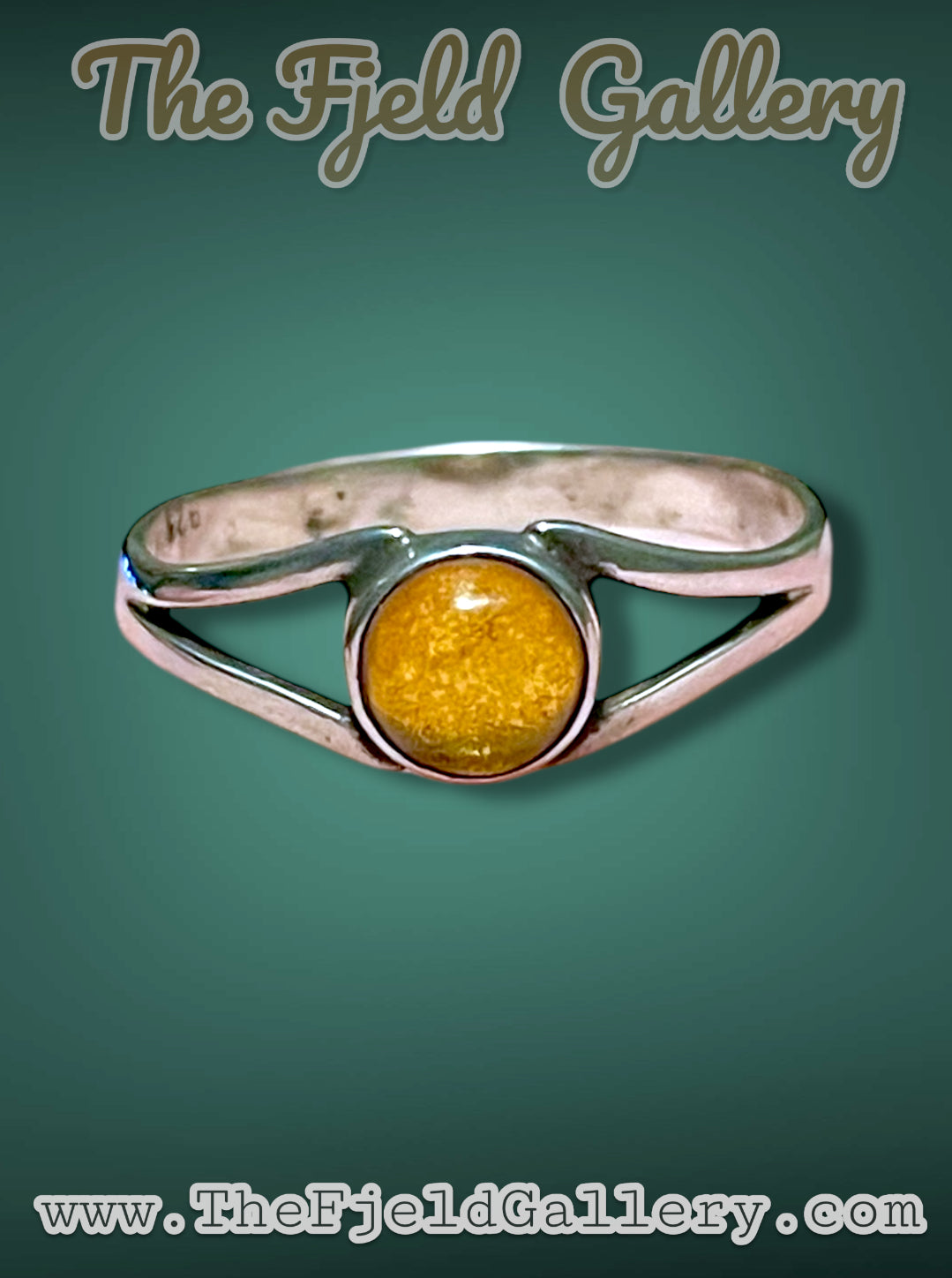 Vintage Sterling Silver Amber Bezel Set Solitaire Ring sz 9