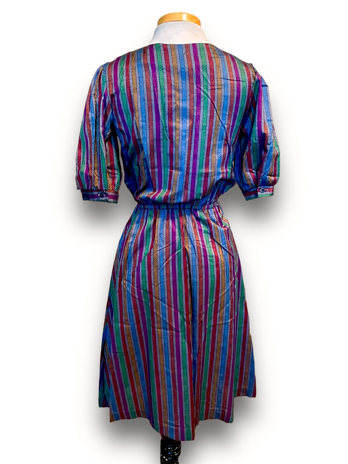 Vintage 80’s-90’s Heather & Rainbow Stripe A-line dress